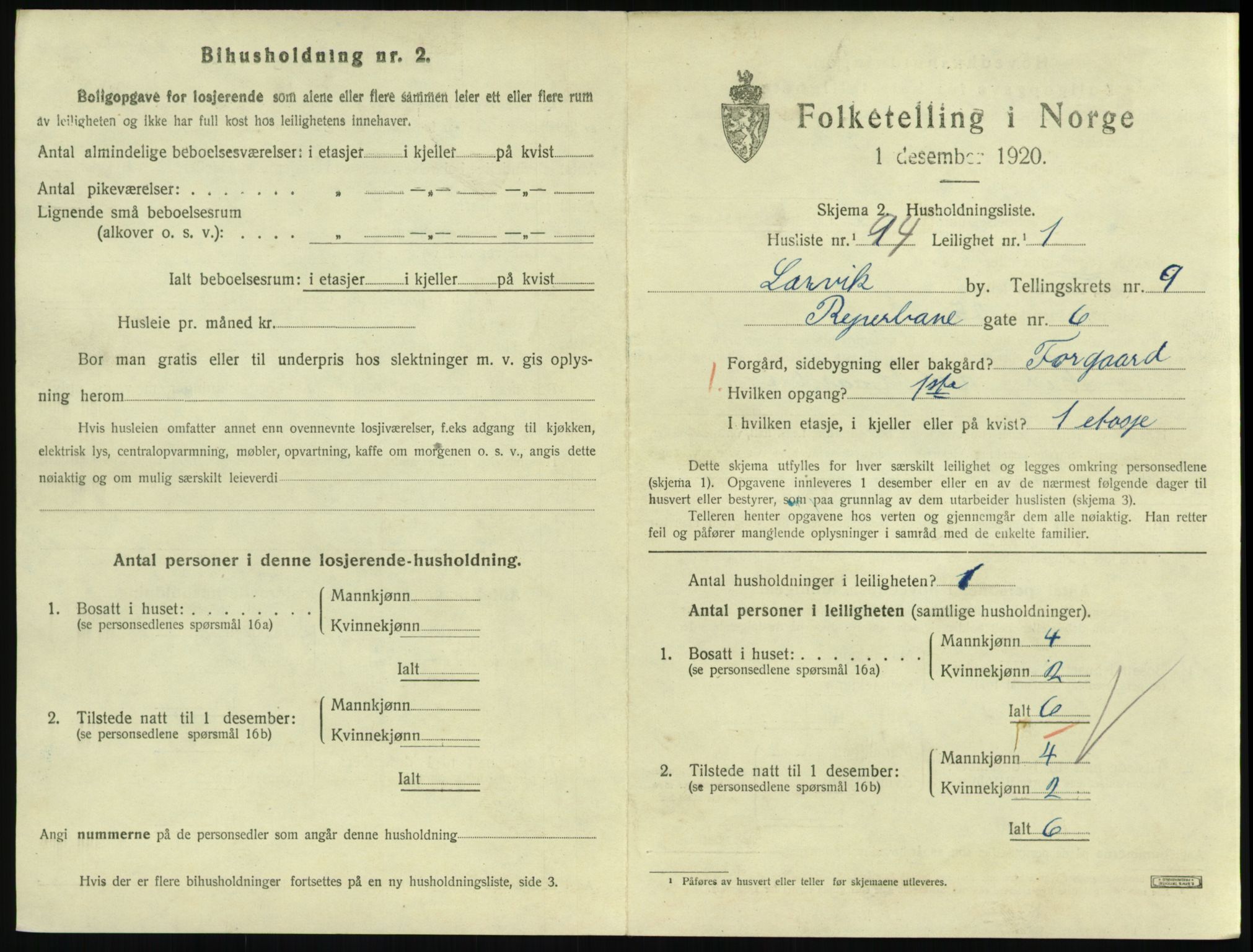 SAKO, 1920 census for Larvik, 1920, p. 7380