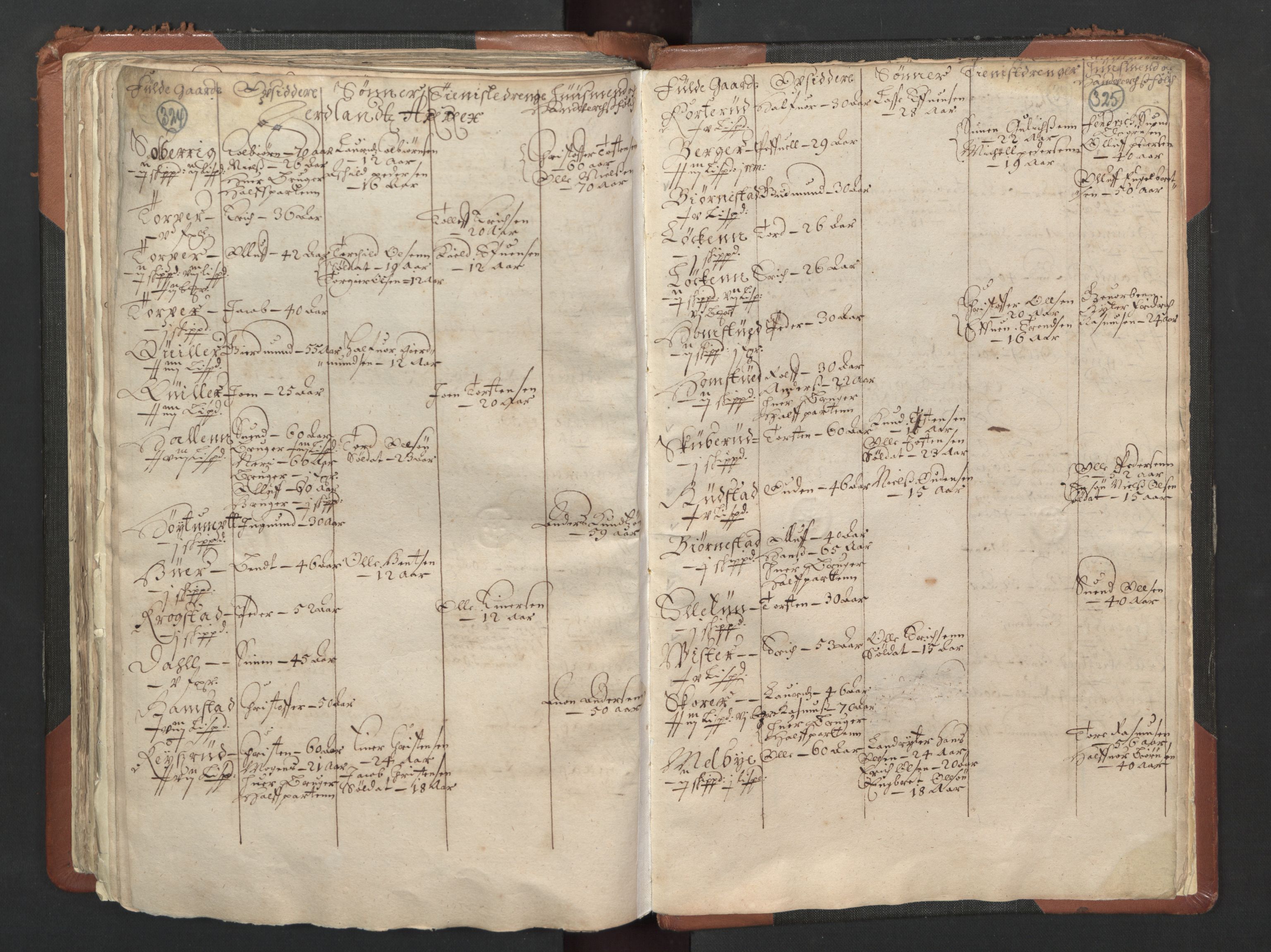 RA, Bailiff's Census 1664-1666, no. 1: Modern Østfold county, 1664, p. 324-325