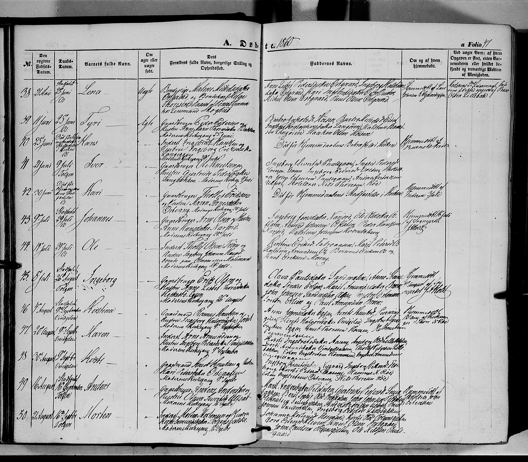 Tolga prestekontor, AV/SAH-PREST-062/K/L0006: Parish register (official) no. 6, 1852-1876, p. 47