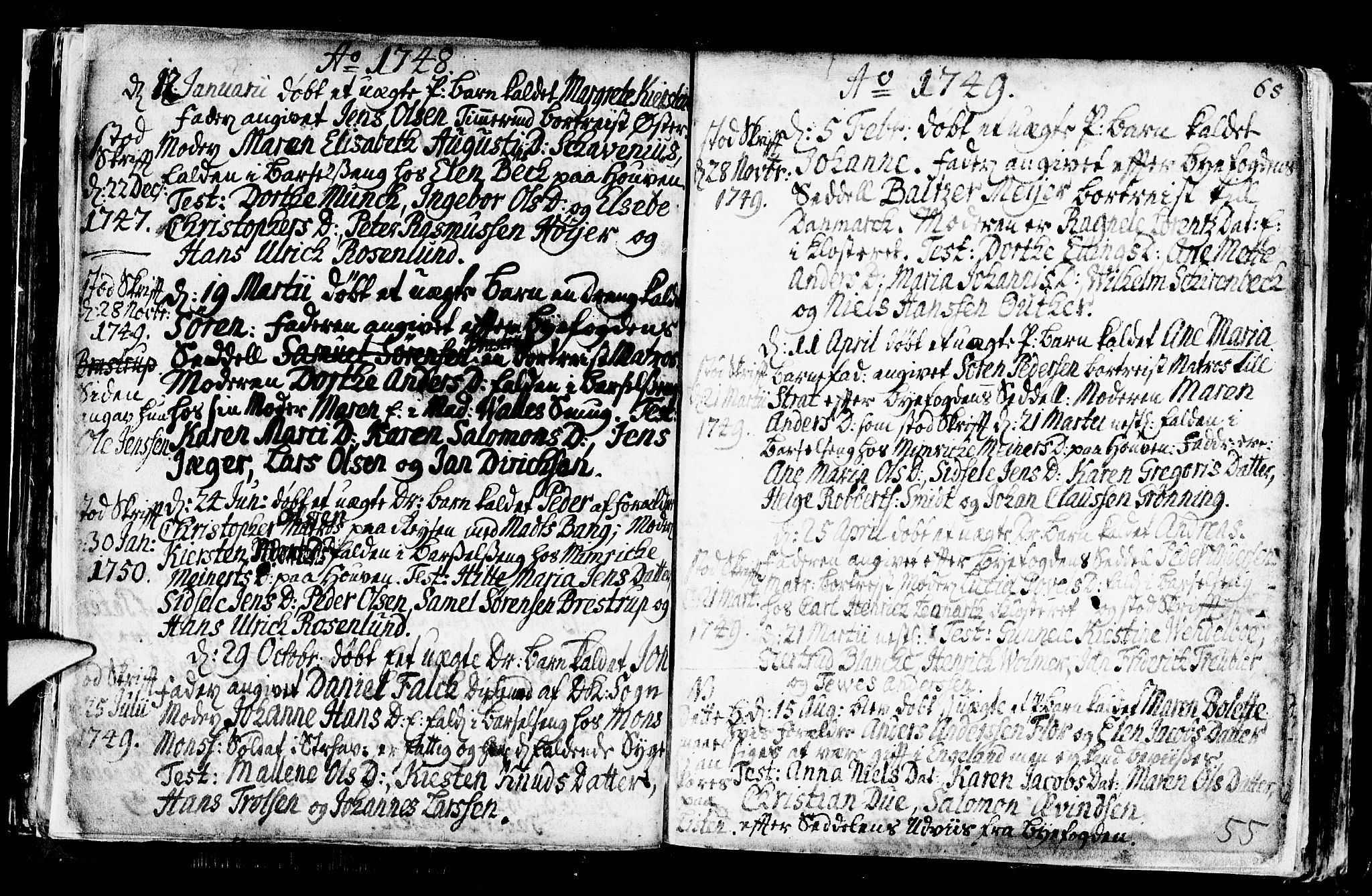 Nykirken Sokneprestembete, AV/SAB-A-77101/H/Haa/L0001: Parish register (official) no. A 1, 1668-1820, p. 55