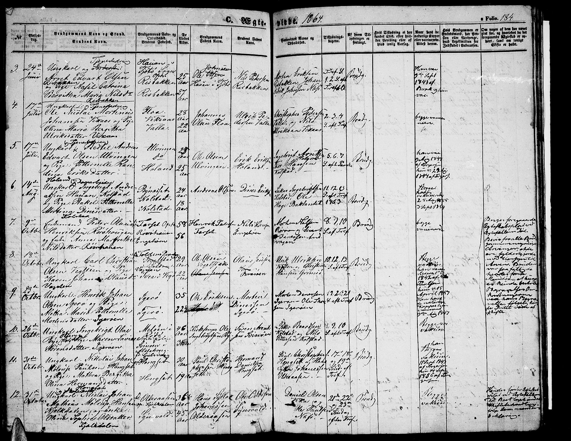 Ministerialprotokoller, klokkerbøker og fødselsregistre - Nordland, AV/SAT-A-1459/816/L0251: Parish register (copy) no. 816C01, 1852-1870, p. 184