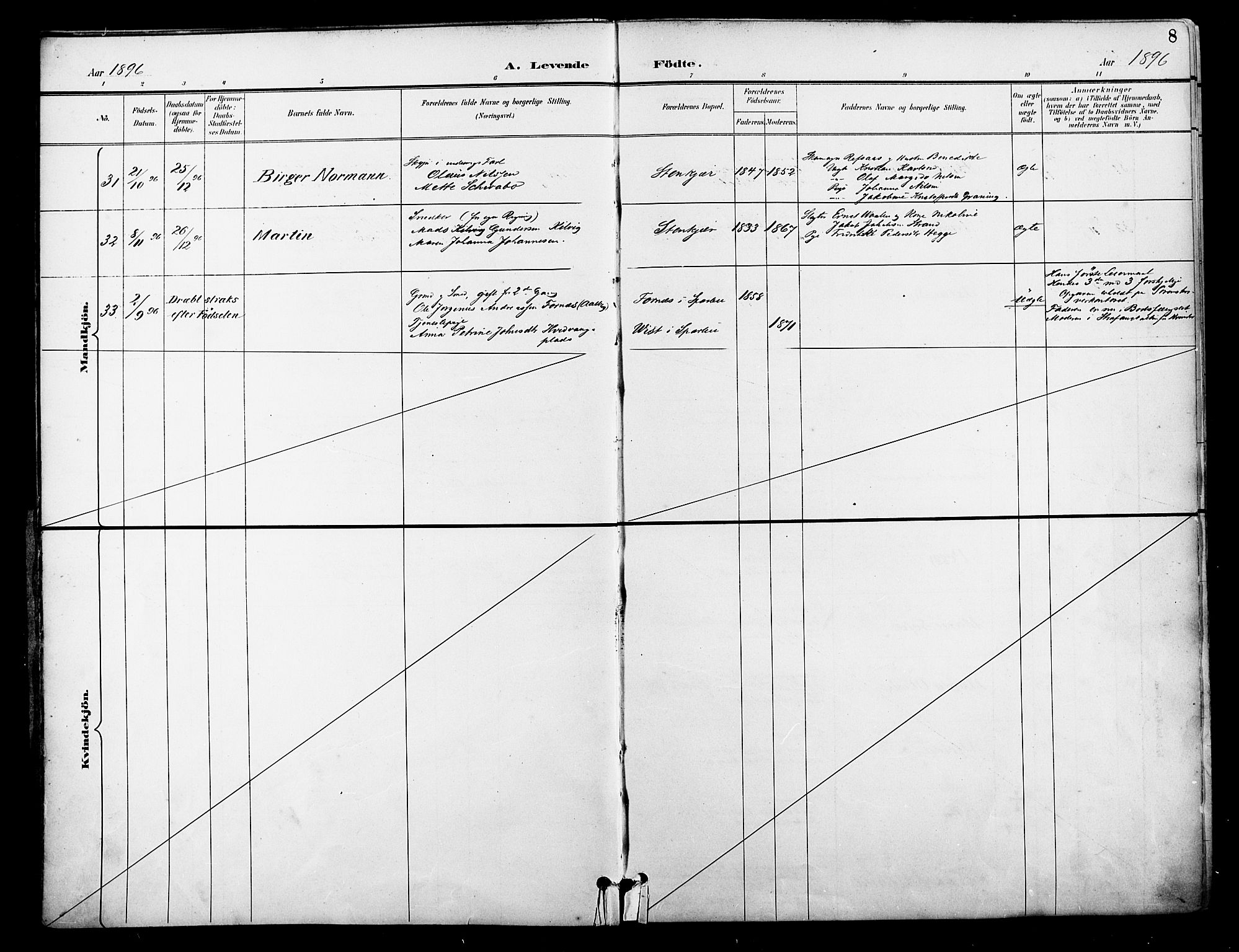 Ministerialprotokoller, klokkerbøker og fødselsregistre - Nord-Trøndelag, AV/SAT-A-1458/739/L0372: Parish register (official) no. 739A04, 1895-1903, p. 8