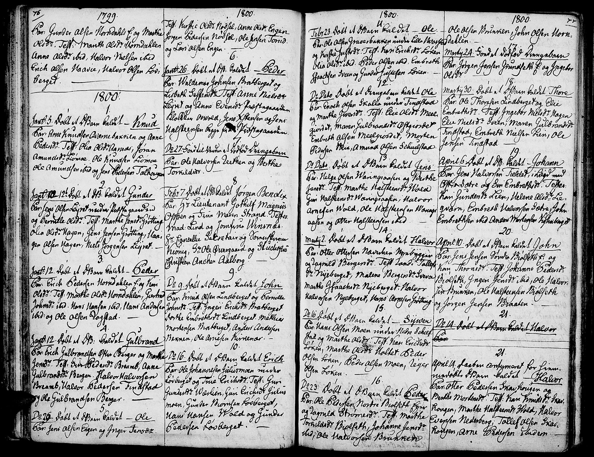 Elverum prestekontor, AV/SAH-PREST-044/H/Ha/Haa/L0006: Parish register (official) no. 6, 1794-1814, p. 76-77