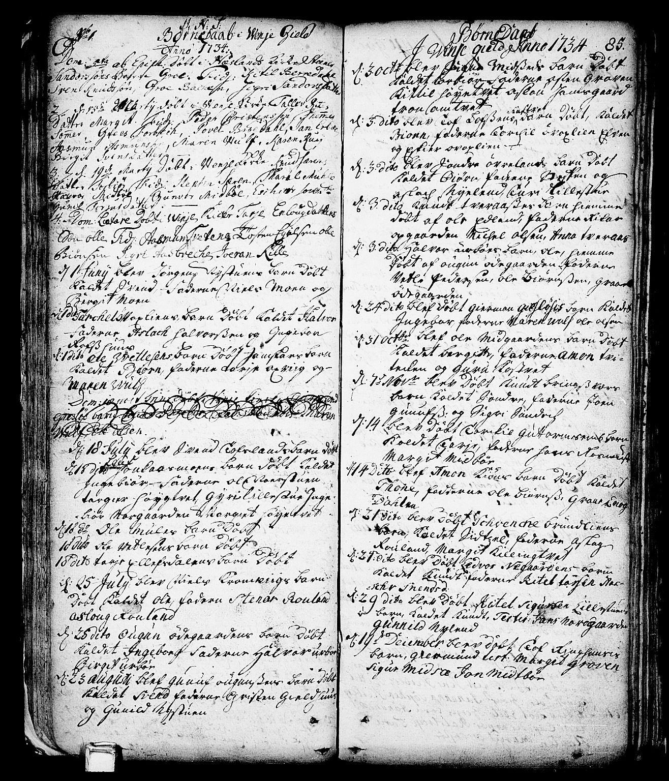 Vinje kirkebøker, SAKO/A-312/F/Fa/L0001: Parish register (official) no. I 1, 1717-1766, p. 85