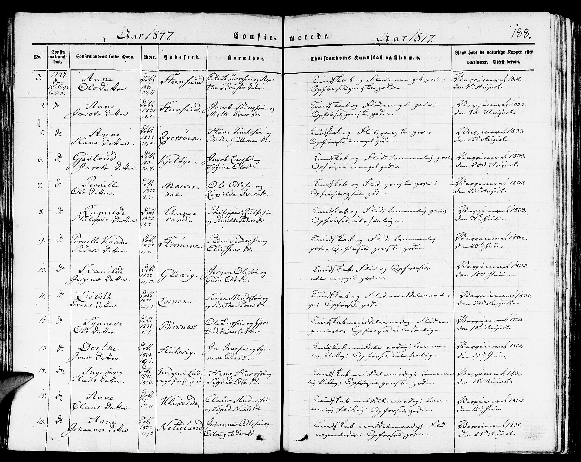 Gulen sokneprestembete, AV/SAB-A-80201/H/Haa/Haaa/L0020: Parish register (official) no. A 20, 1837-1847, p. 188