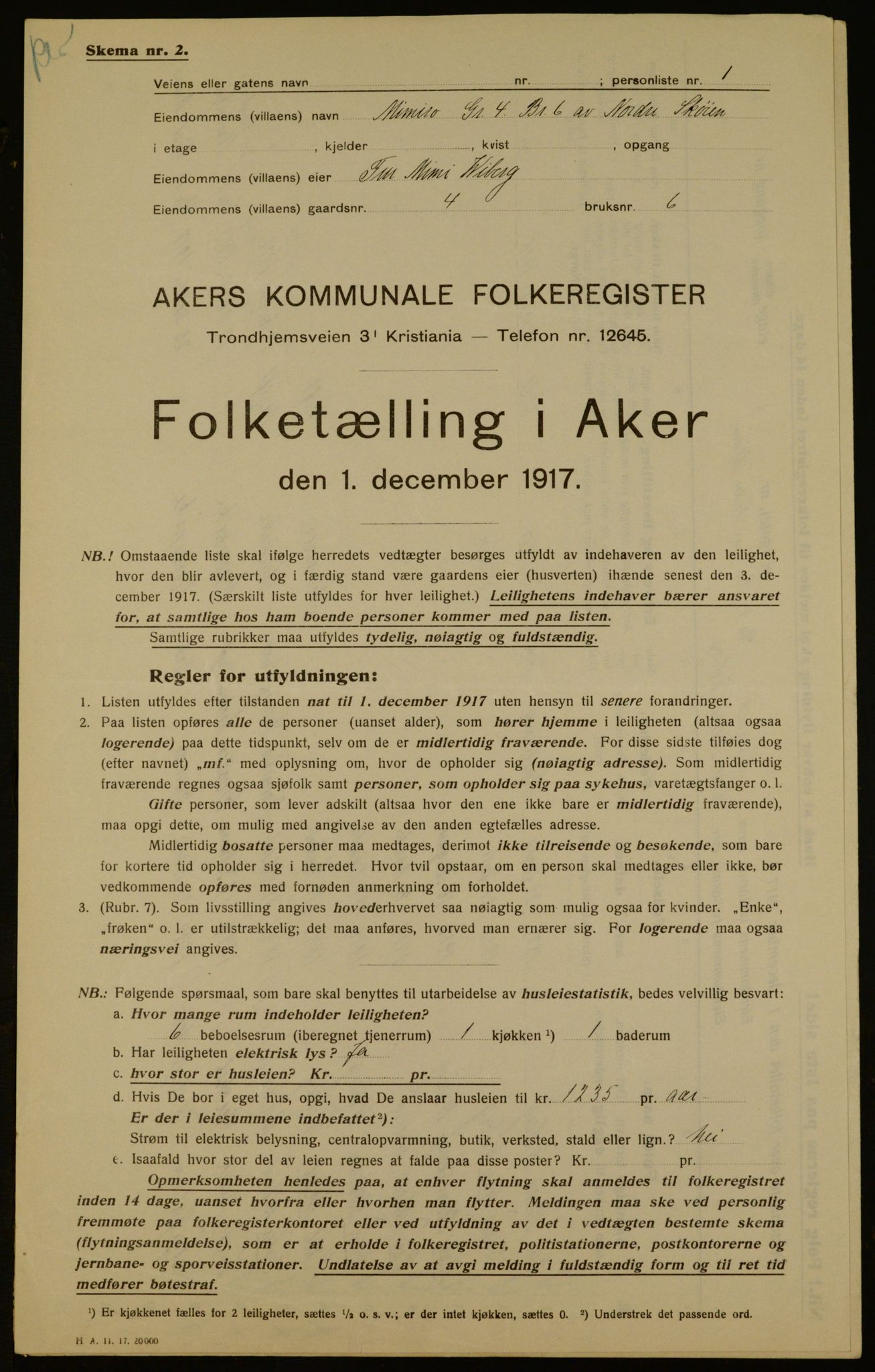 OBA, Municipal Census 1917 for Aker, 1917, p. 32