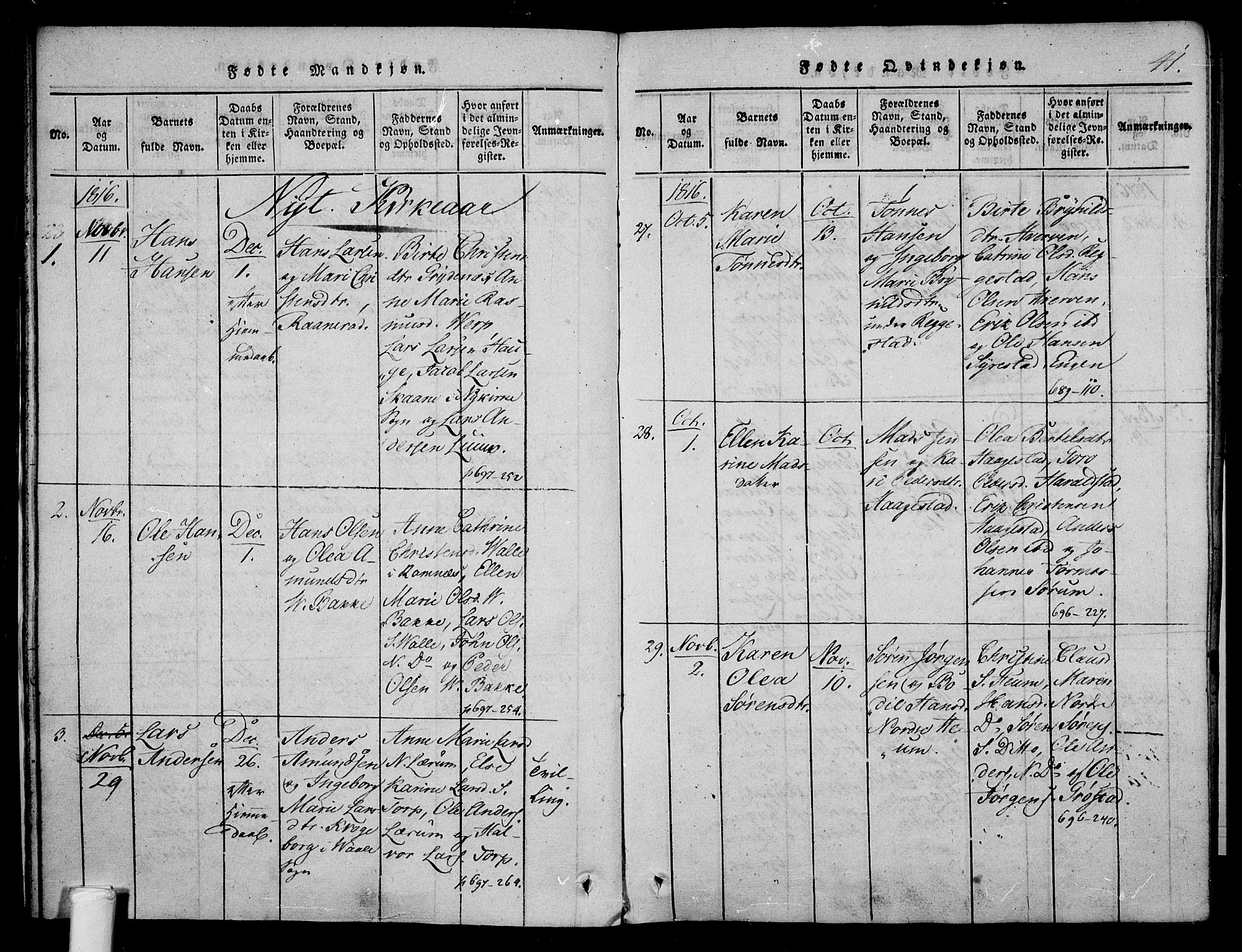 Våle kirkebøker, AV/SAKO-A-334/F/Fa/L0007: Parish register (official) no. I 7, 1814-1824, p. 40-41