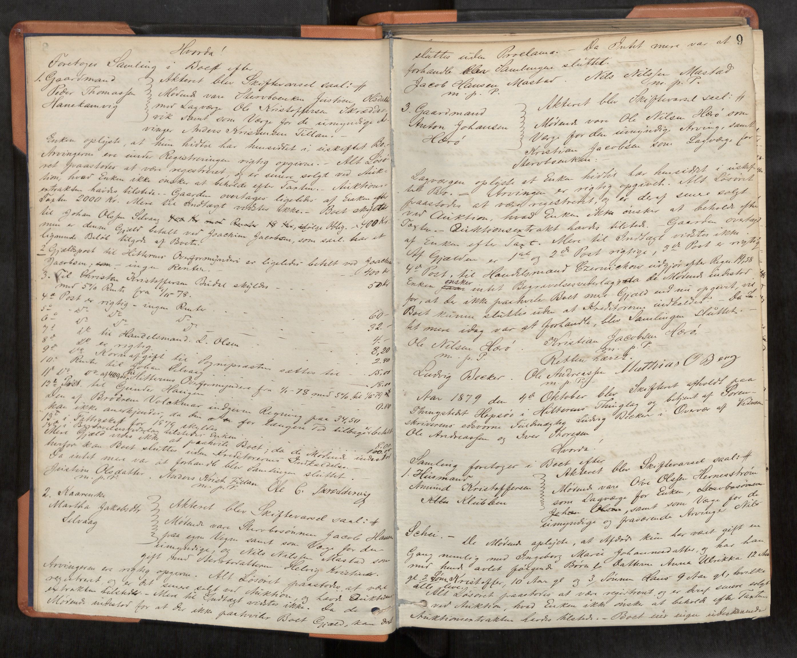 Fosen sorenskriveri, AV/SAT-A-1107/1/3/3B/L0005: Skiftebehandlingsprotokoll, 1879-1896, p. 9