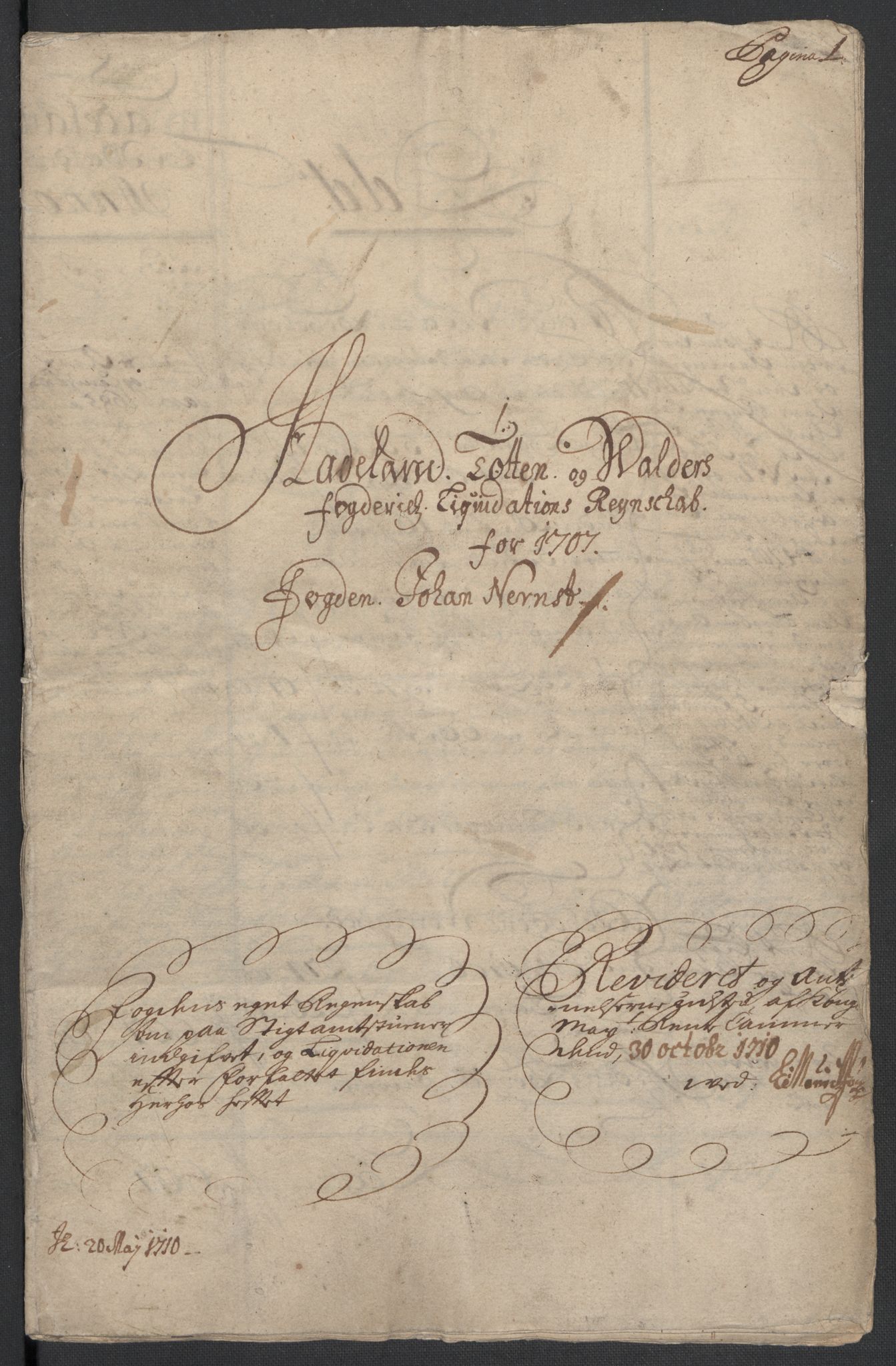 Rentekammeret inntil 1814, Reviderte regnskaper, Fogderegnskap, AV/RA-EA-4092/R18/L1305: Fogderegnskap Hadeland, Toten og Valdres, 1707-1708, p. 3