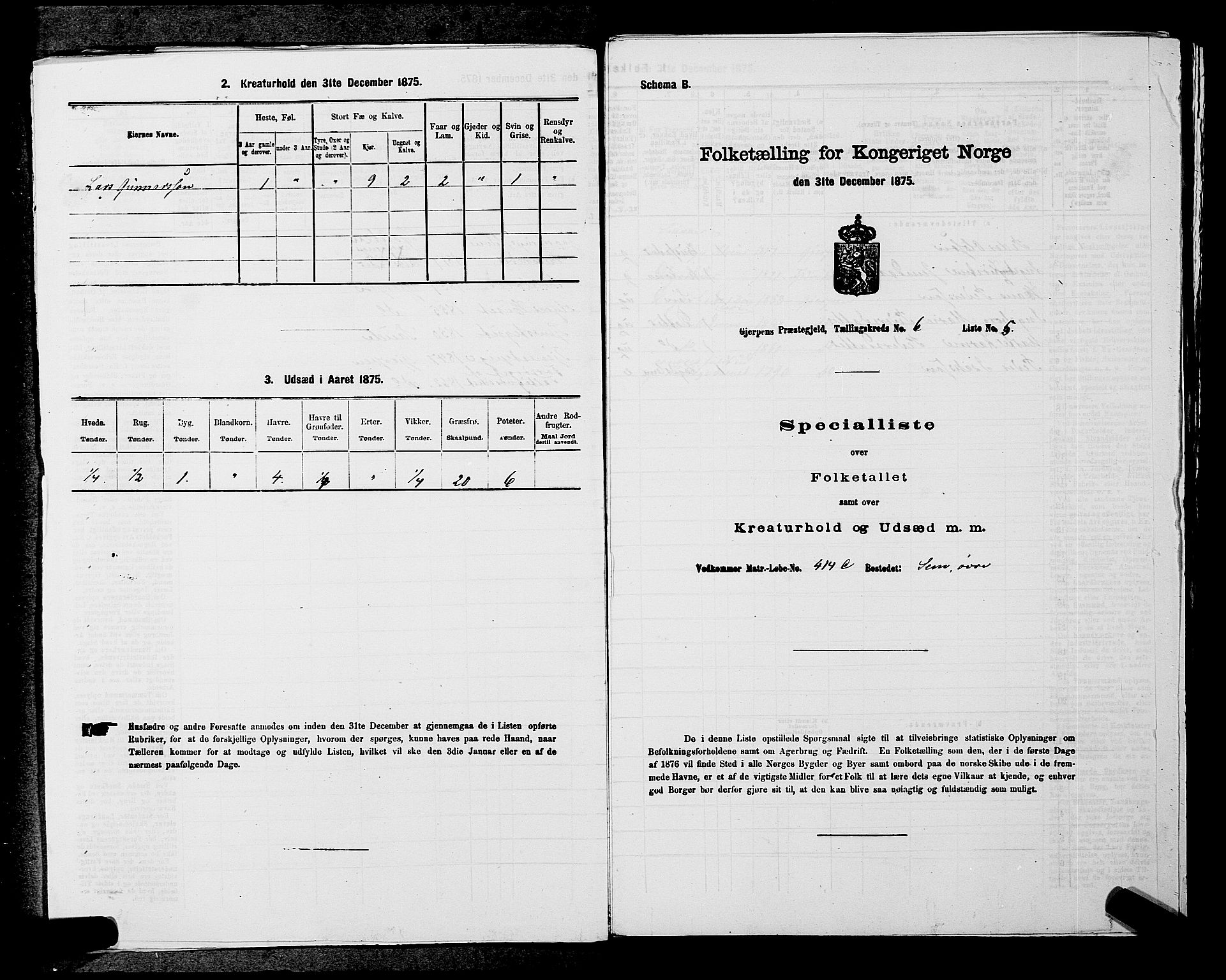 SAKO, 1875 census for 0812P Gjerpen, 1875, p. 731