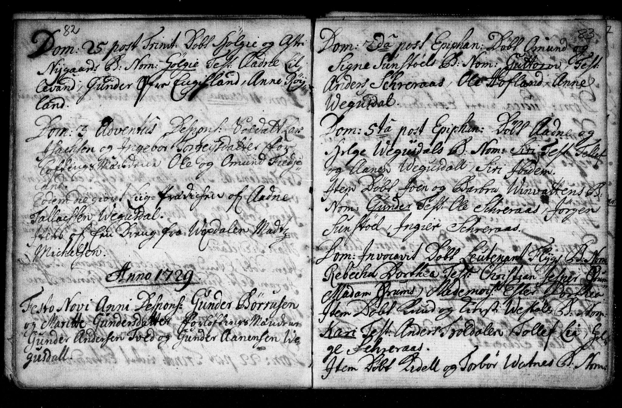 Herefoss sokneprestkontor, AV/SAK-1111-0019/F/Fa/Fab/L0001: Parish register (official) no. A 1, 1704-1779, p. 82-83