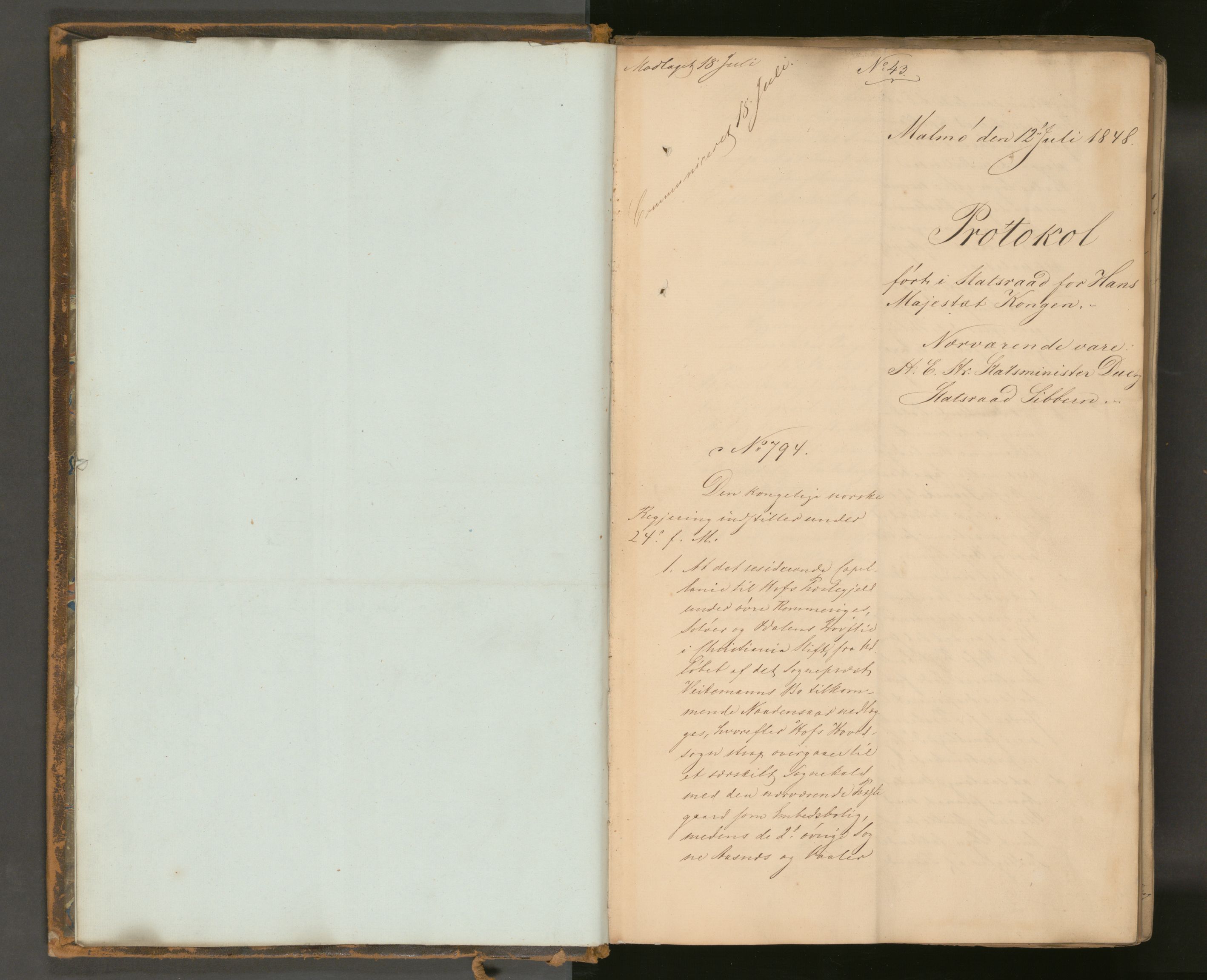 Statsrådssekretariatet, AV/RA-S-1001/A/Ab/L0068: Kgl. res. nr. 794-1537, 2. halvår, 1848