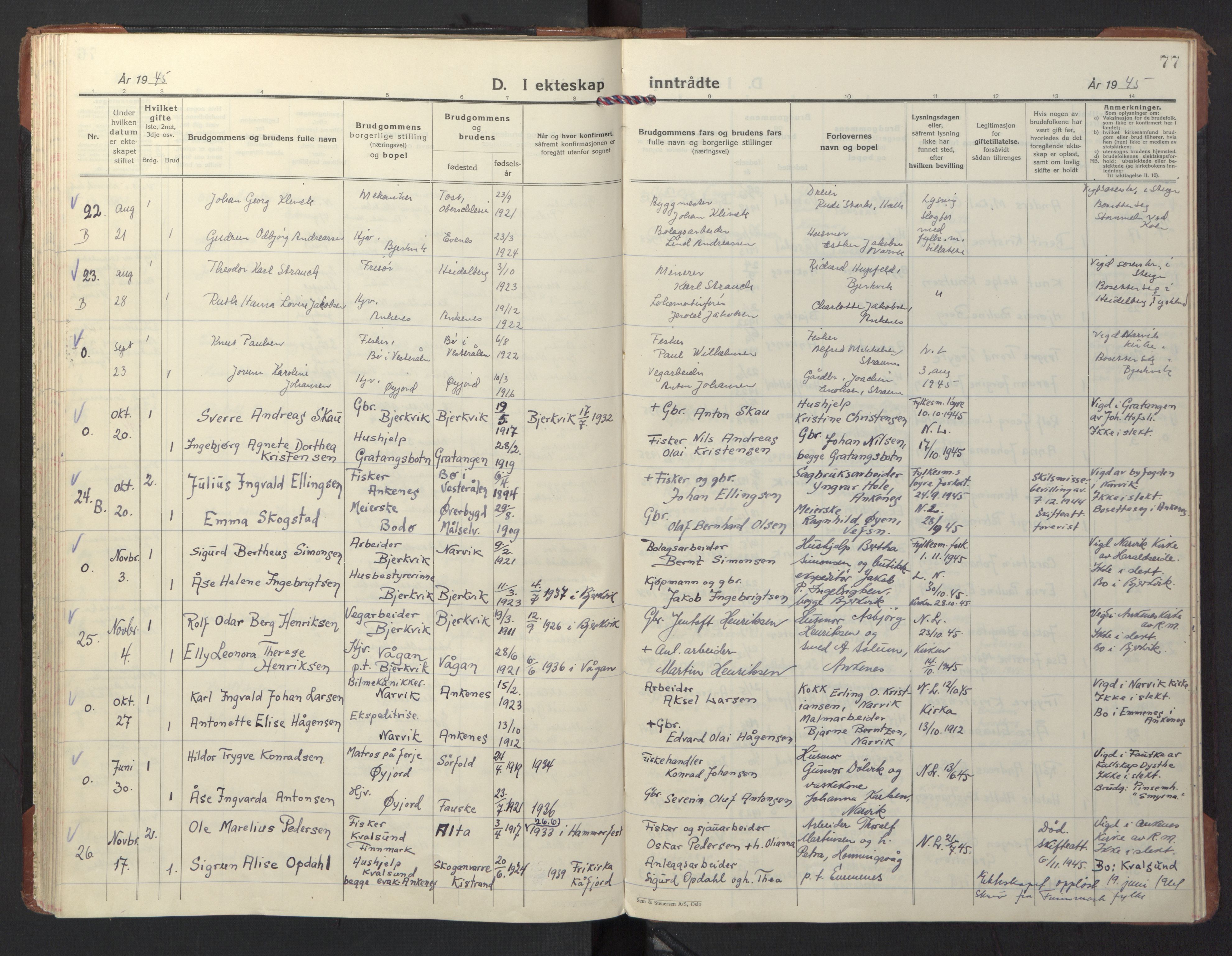 Ministerialprotokoller, klokkerbøker og fødselsregistre - Nordland, SAT/A-1459/866/L0948: Parish register (official) no. 866A11, 1929-1949, p. 77