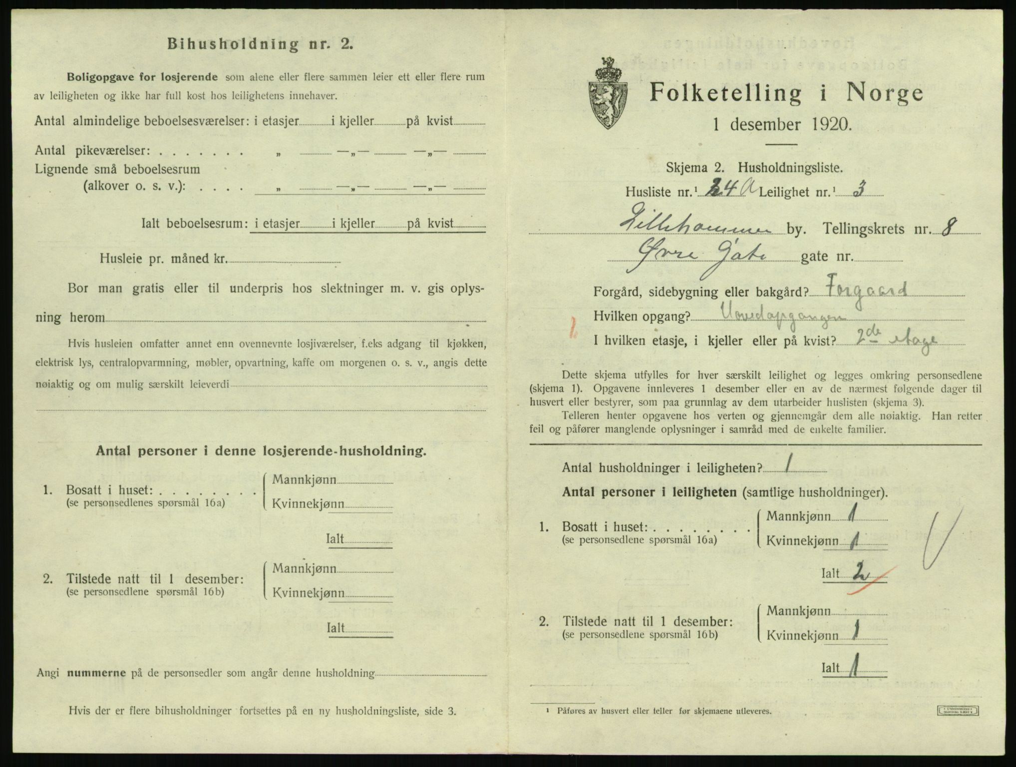 SAH, 1920 census for Lillehammer, 1920, p. 2914