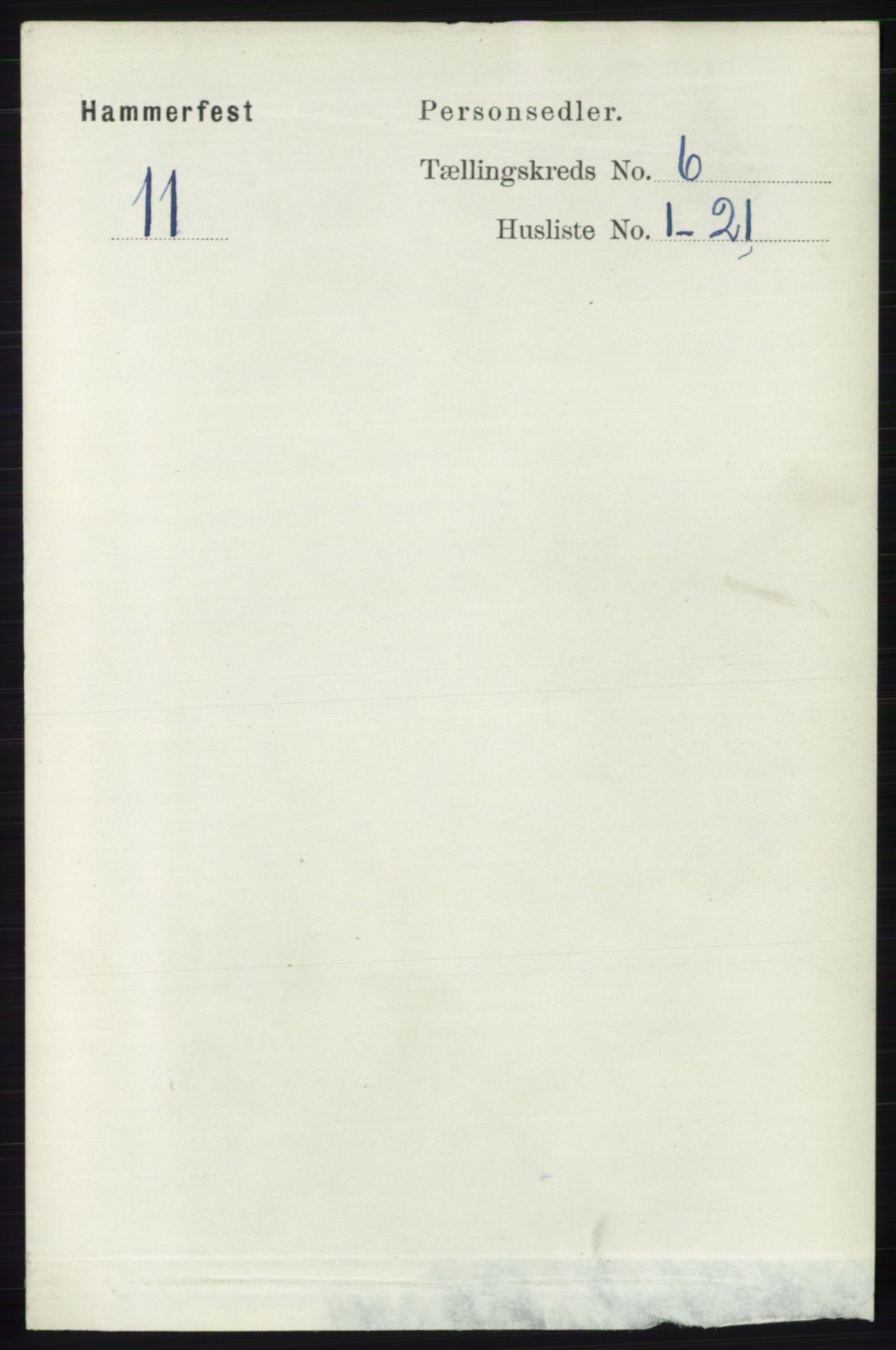 RA, 1891 census for 2001 Hammerfest, 1891, p. 1707