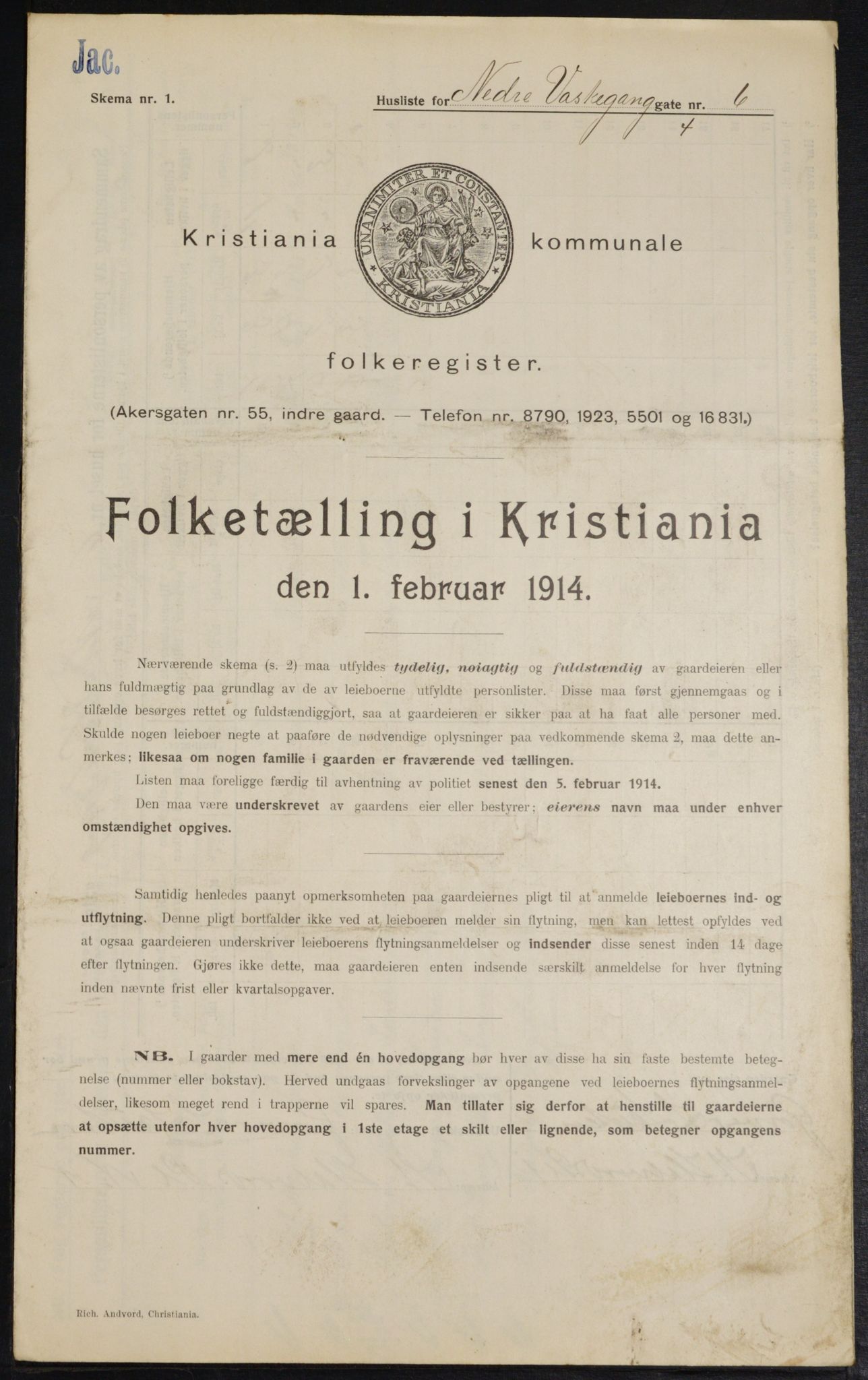 OBA, Municipal Census 1914 for Kristiania, 1914, p. 69542