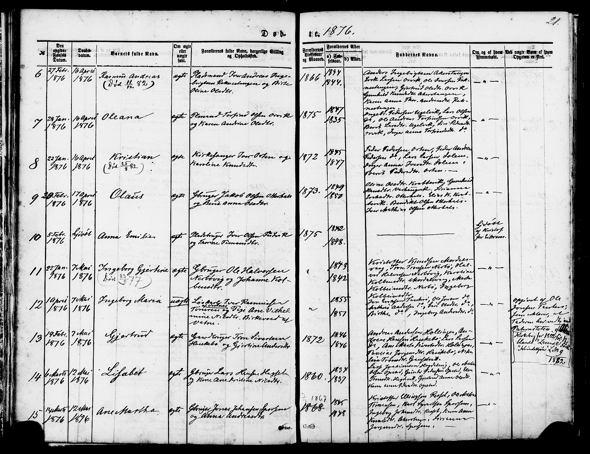 Ministerialprotokoller, klokkerbøker og fødselsregistre - Møre og Romsdal, AV/SAT-A-1454/560/L0720: Parish register (official) no. 560A04, 1873-1878, p. 21