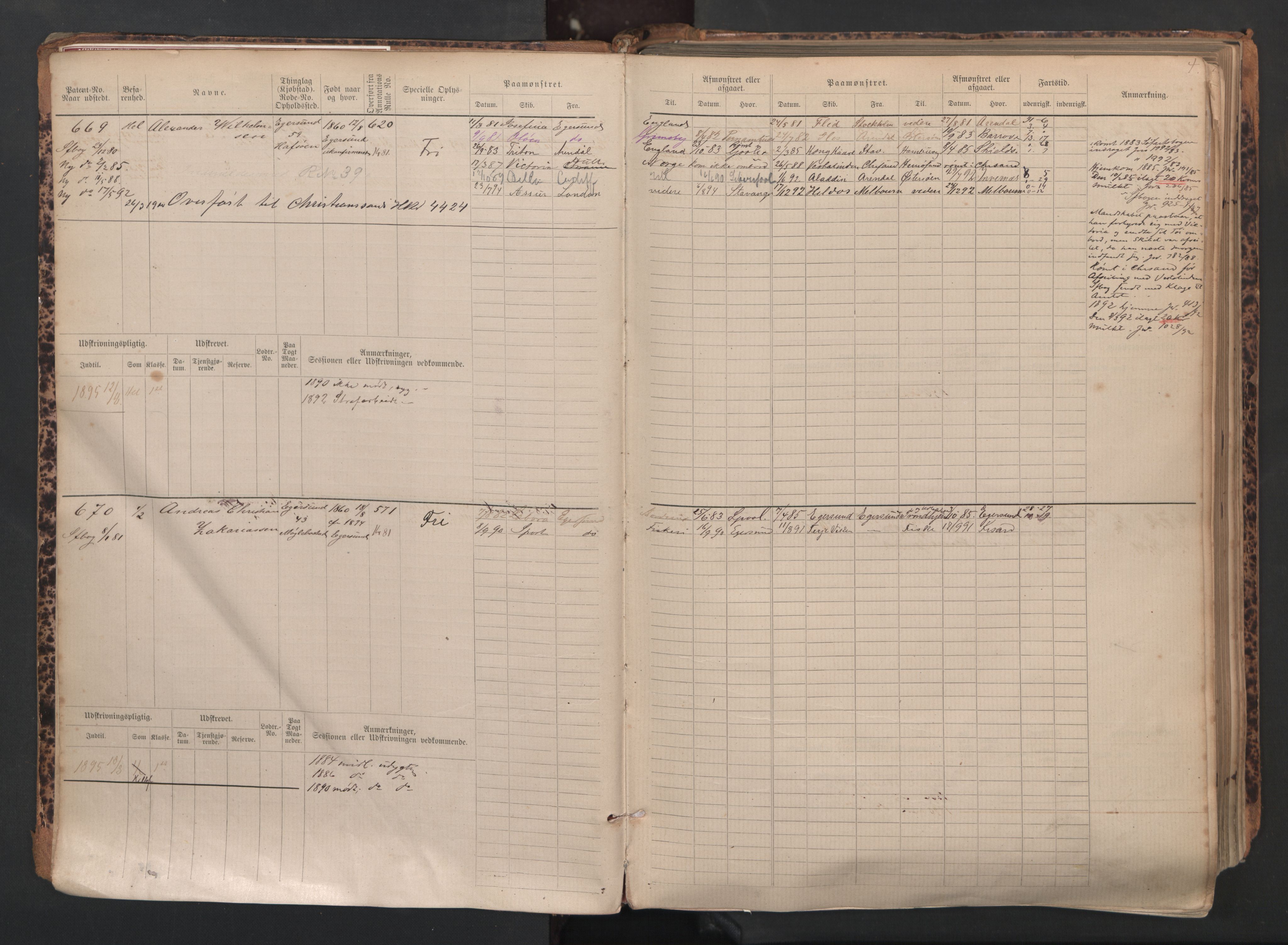 Egersund mønstringskrets, AV/SAK-2031-0019/F/Fb/L0002: Hovedrulle nr 667-1330, O-4, 1880-1940, p. 5