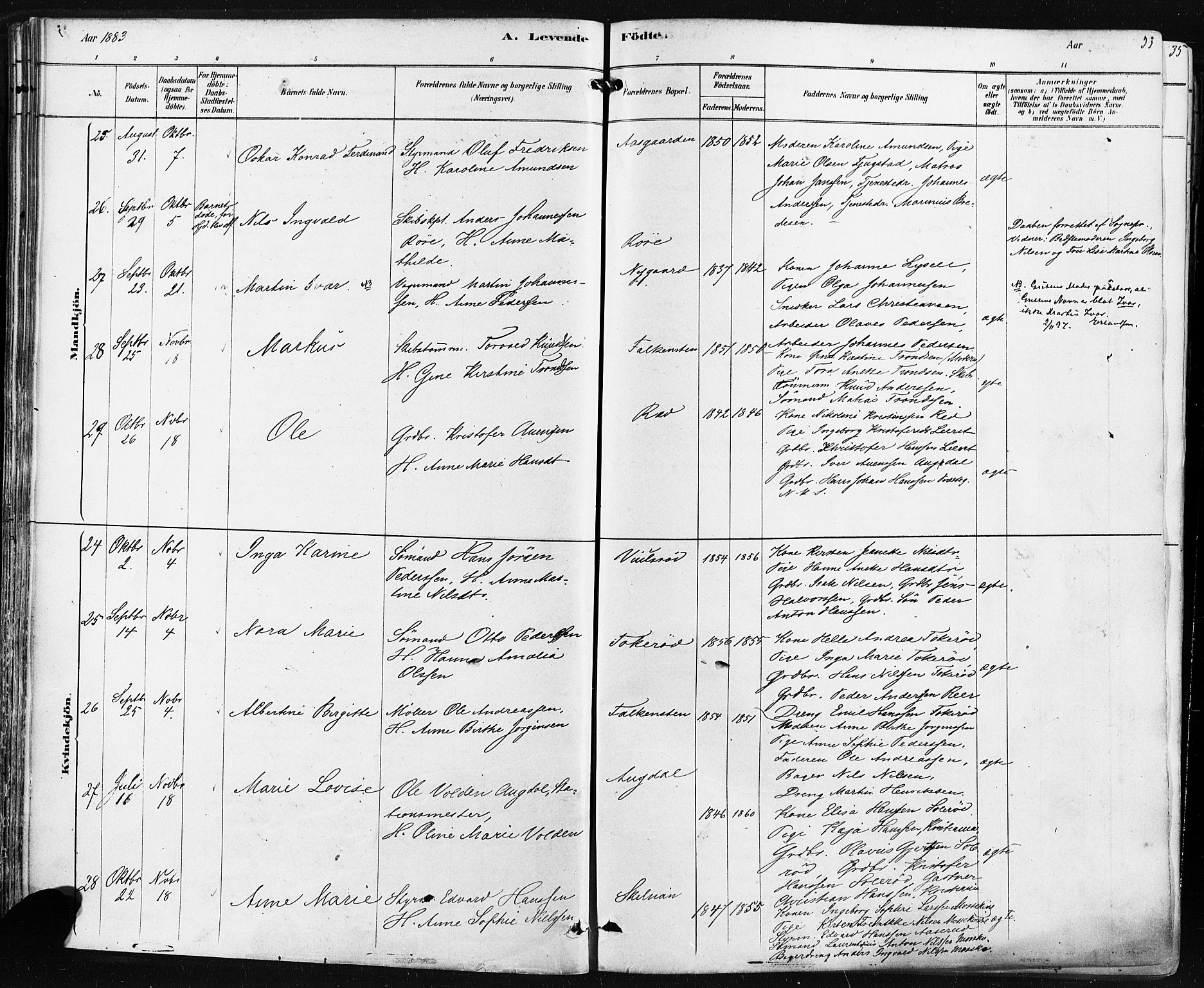 Borre kirkebøker, AV/SAKO-A-338/F/Fa/L0009: Parish register (official) no. I 9, 1878-1896, p. 33