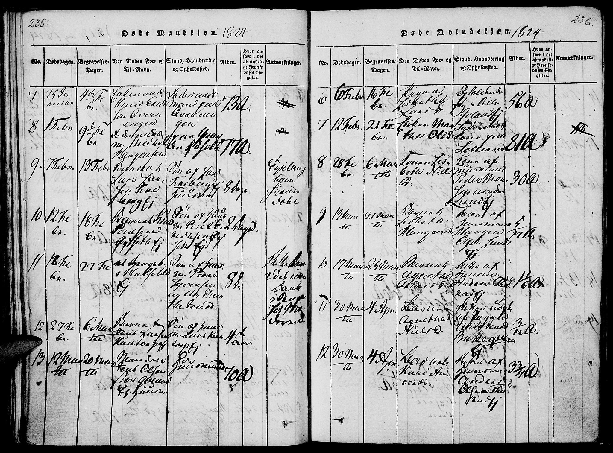 Vang prestekontor, Hedmark, AV/SAH-PREST-008/H/Ha/Haa/L0008: Parish register (official) no. 8, 1815-1826, p. 235-236