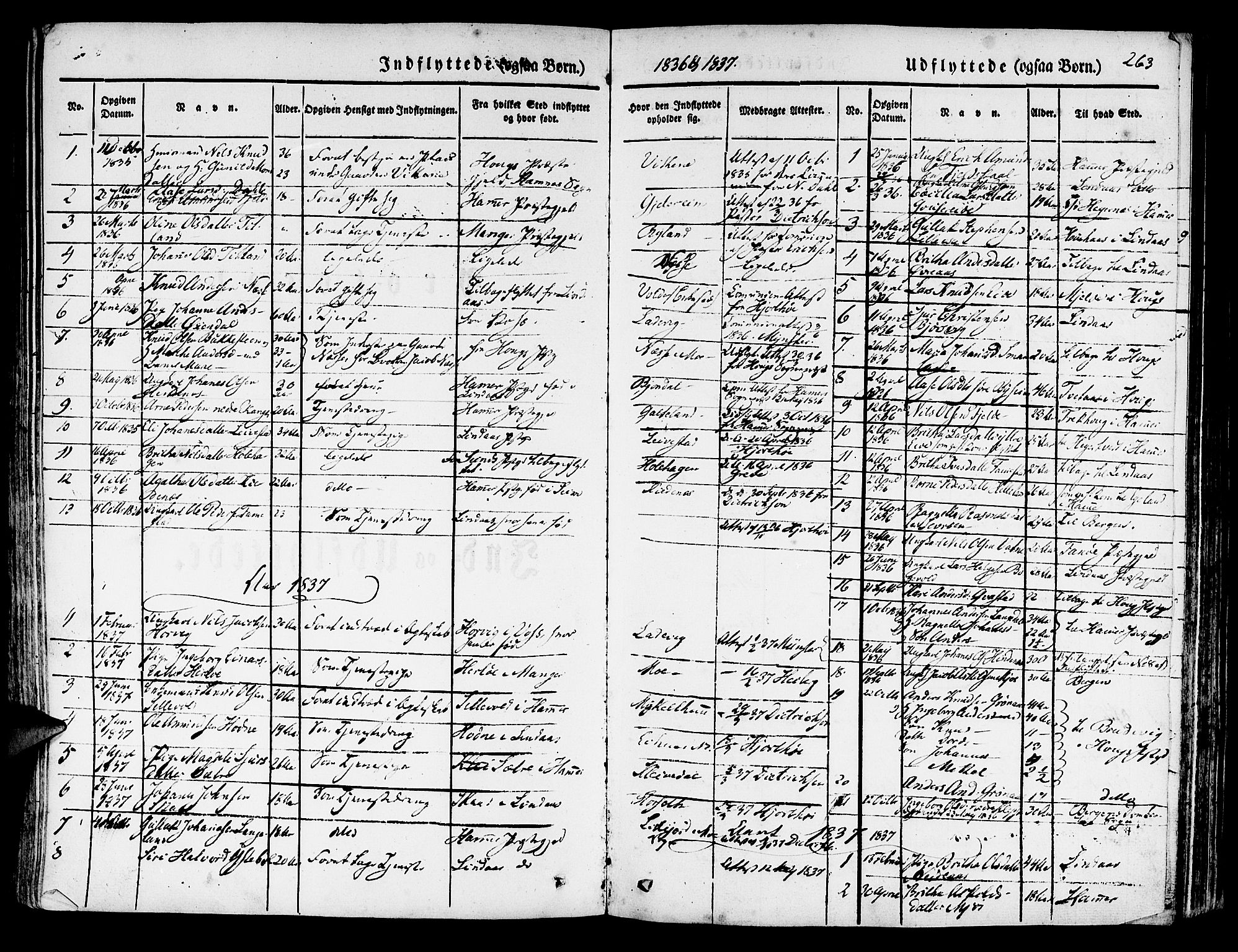 Hosanger sokneprestembete, AV/SAB-A-75801/H/Haa: Parish register (official) no. A 7, 1835-1848, p. 263