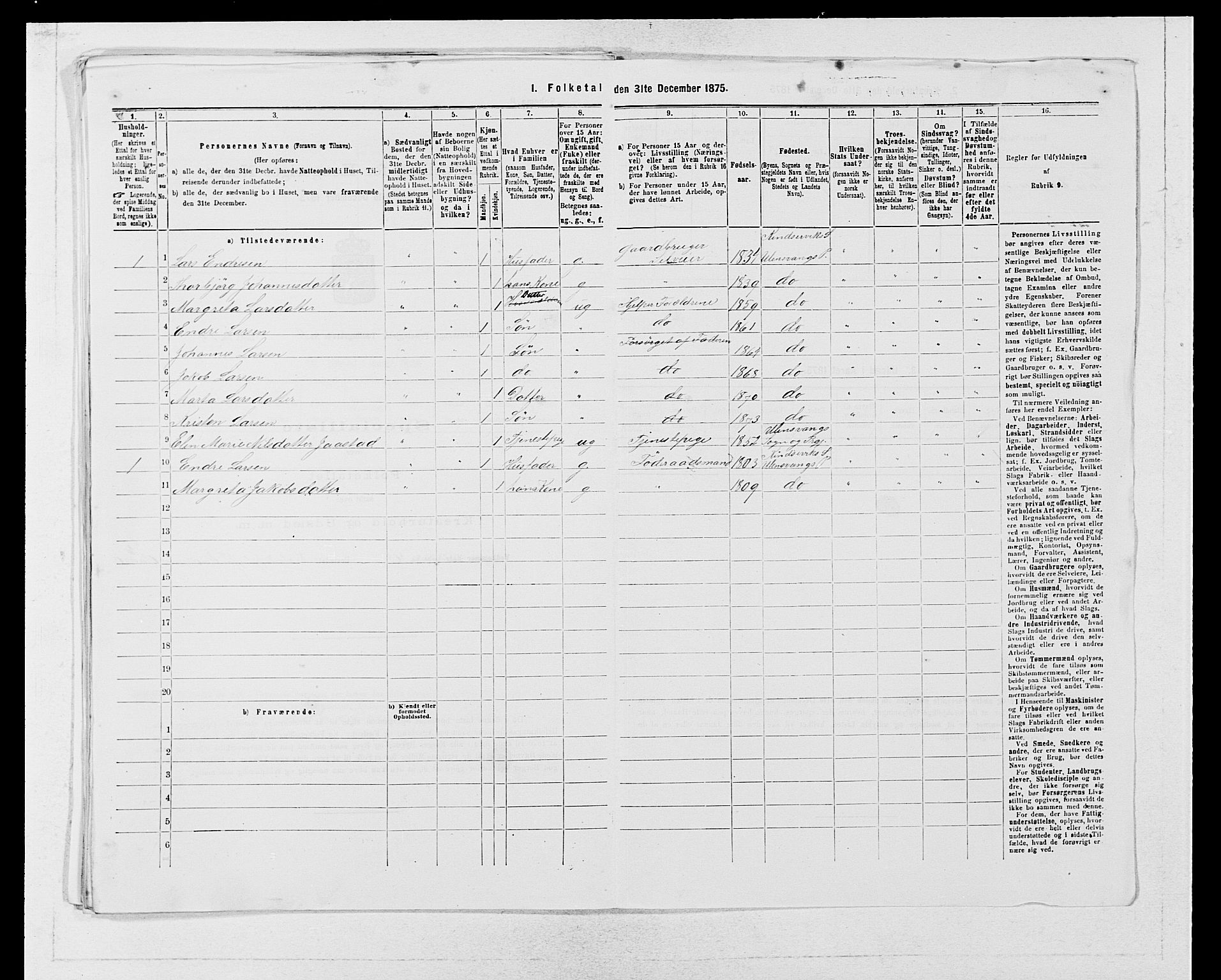 SAB, 1875 census for 1230P Ullensvang, 1875, p. 1216