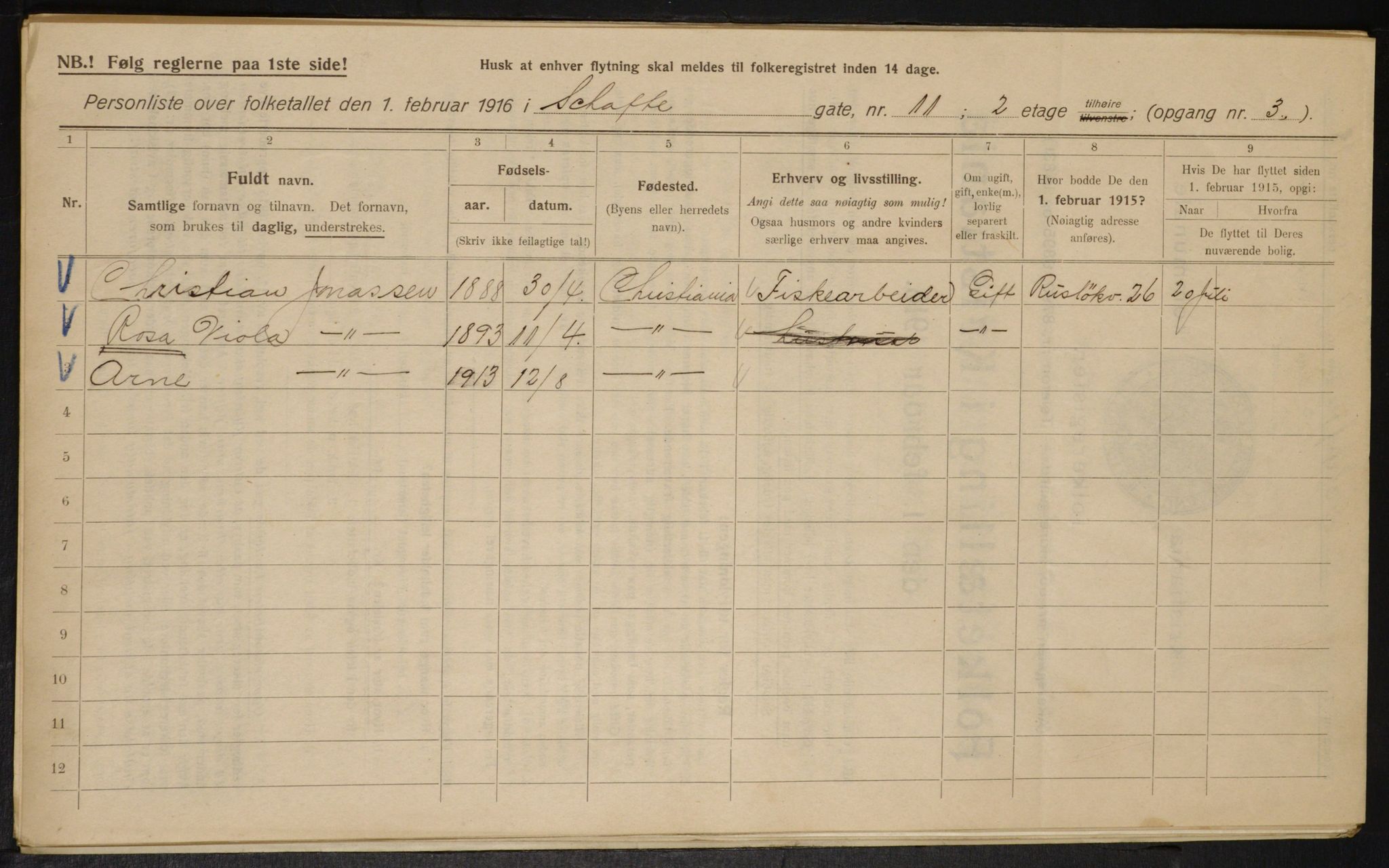 OBA, Municipal Census 1916 for Kristiania, 1916, p. 91575