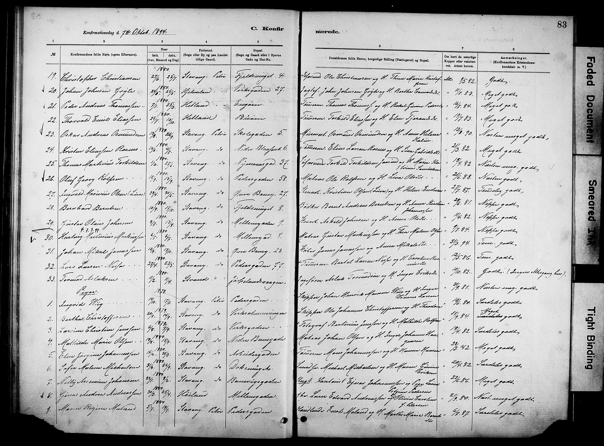 St. Johannes sokneprestkontor, SAST/A-101814/001/30/30BA/L0002: Parish register (official) no. A 2, 1885-1899, p. 83