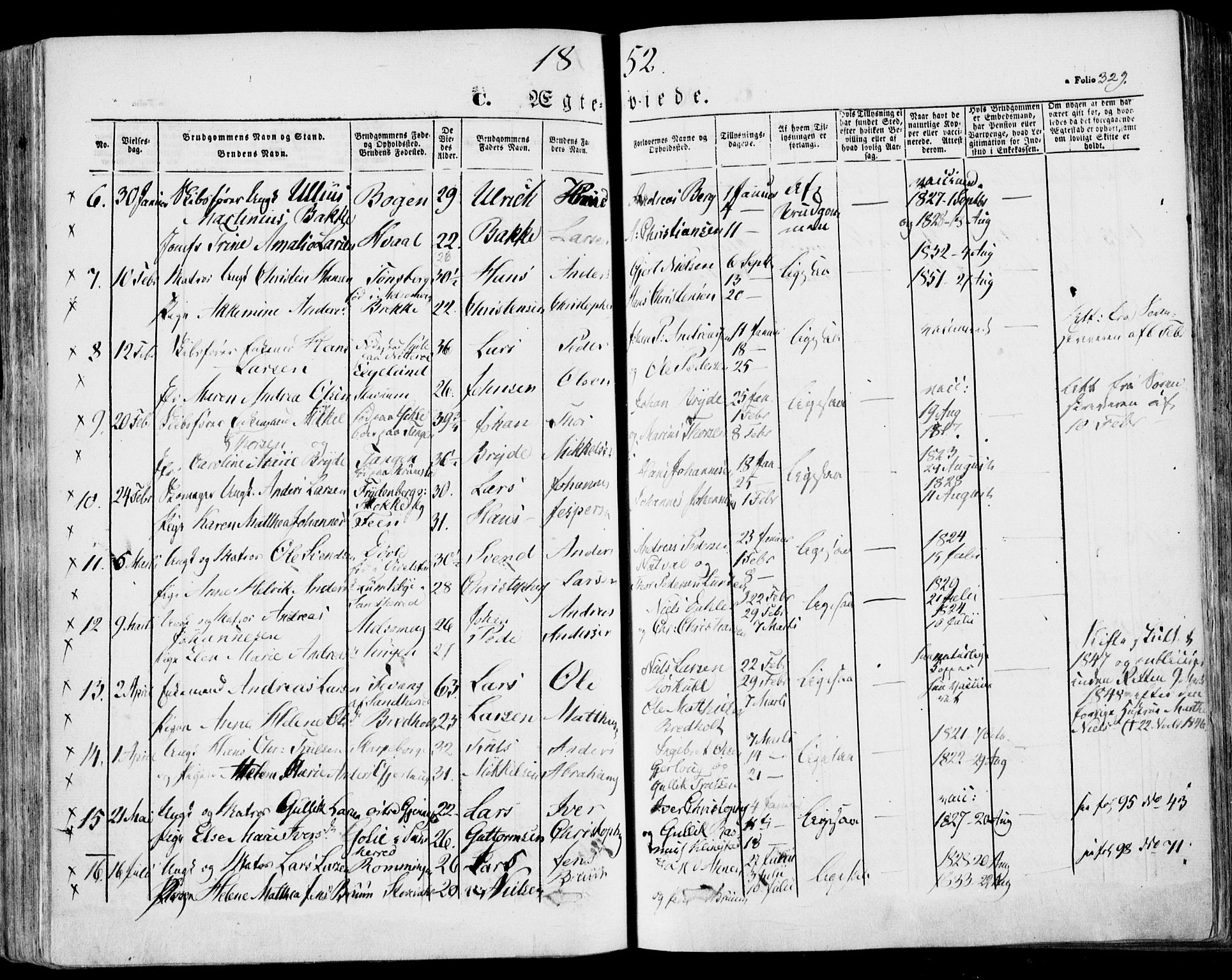 Stokke kirkebøker, AV/SAKO-A-320/F/Fa/L0007: Parish register (official) no. I 7, 1844-1857, p. 329