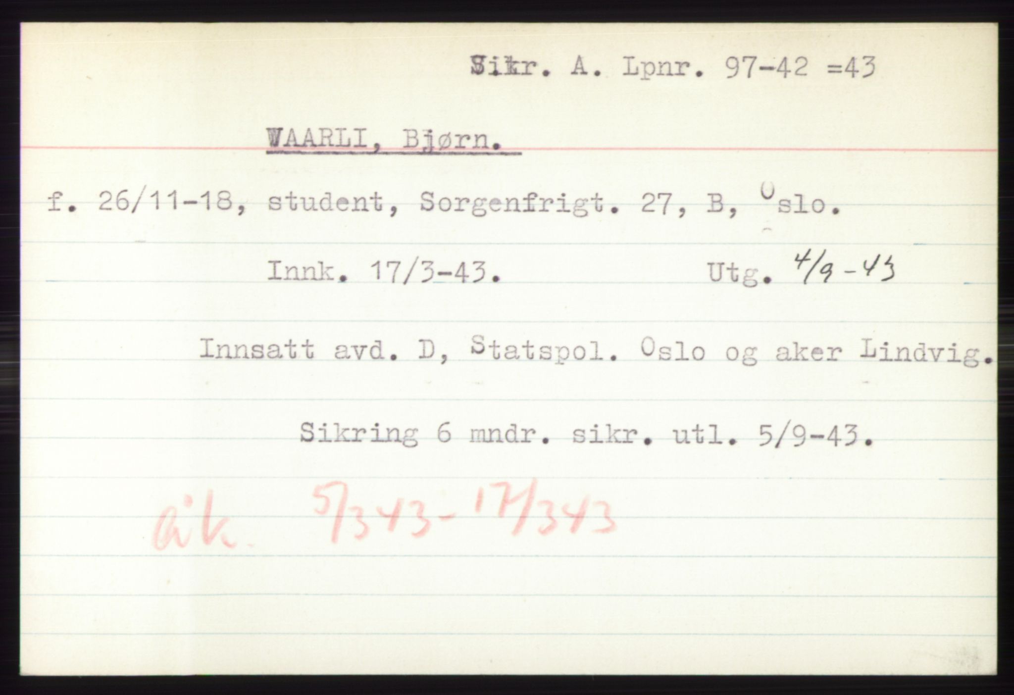 Statspolitiet - Hovedkontoret / Osloavdelingen, AV/RA-S-1329/C/Ck/Cke/L0005: Fangeregister; etternavn S - Å, 1941-1945, p. 684