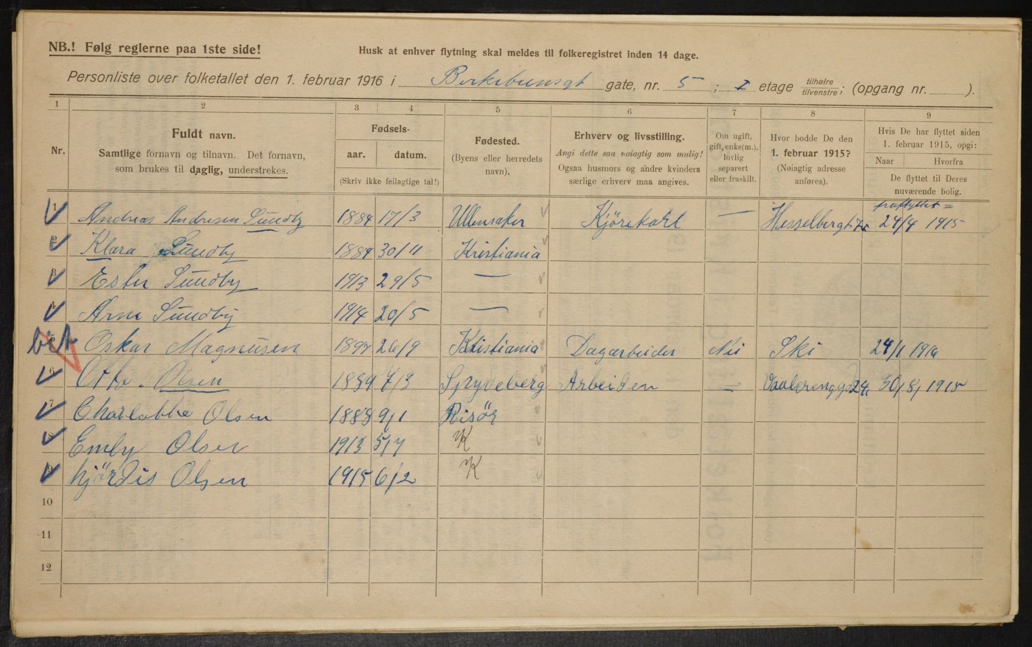 OBA, Municipal Census 1916 for Kristiania, 1916, p. 4999