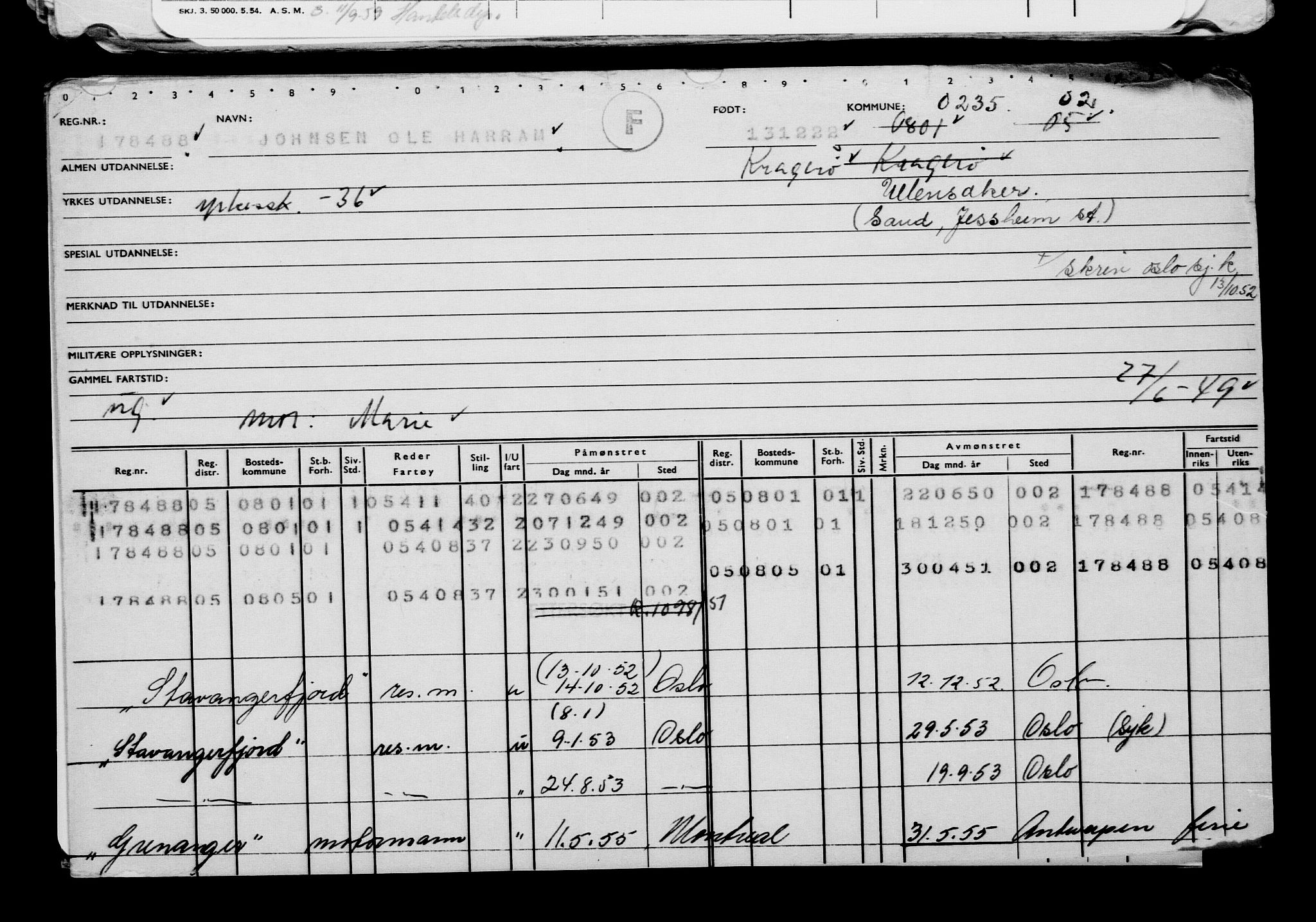 Direktoratet for sjømenn, AV/RA-S-3545/G/Gb/L0213: Hovedkort, 1922, p. 289