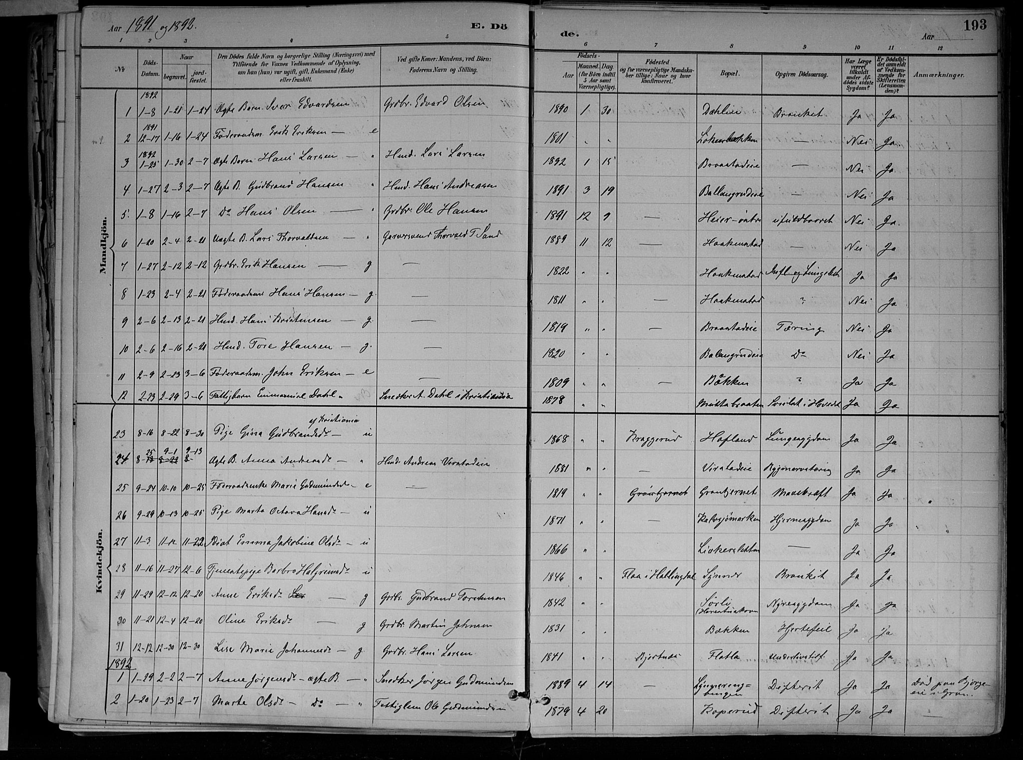 Jevnaker prestekontor, SAH/PREST-116/H/Ha/Haa/L0010: Parish register (official) no. 10, 1891-1906, p. 193