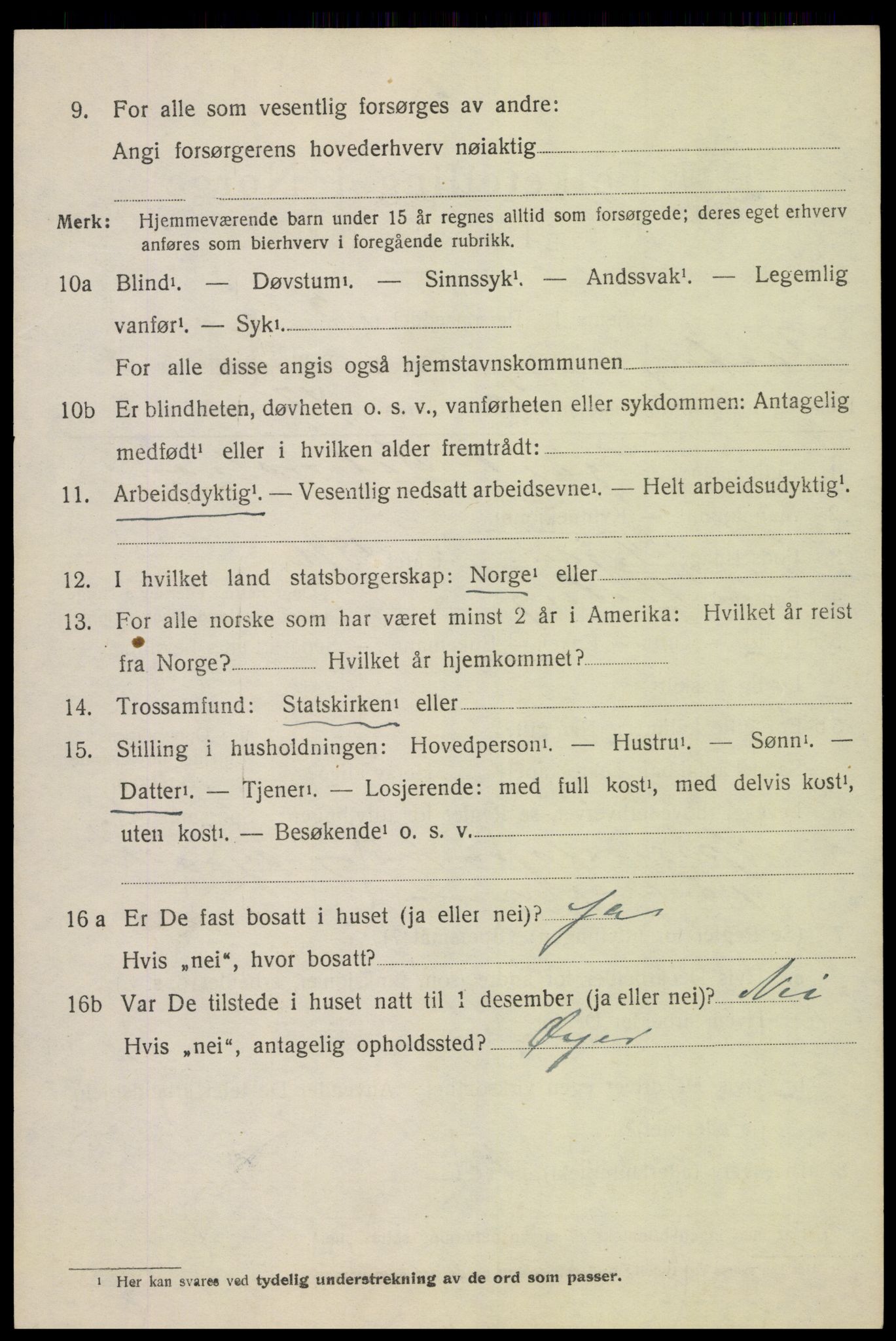 SAH, 1920 census for Fåberg, 1920, p. 9425