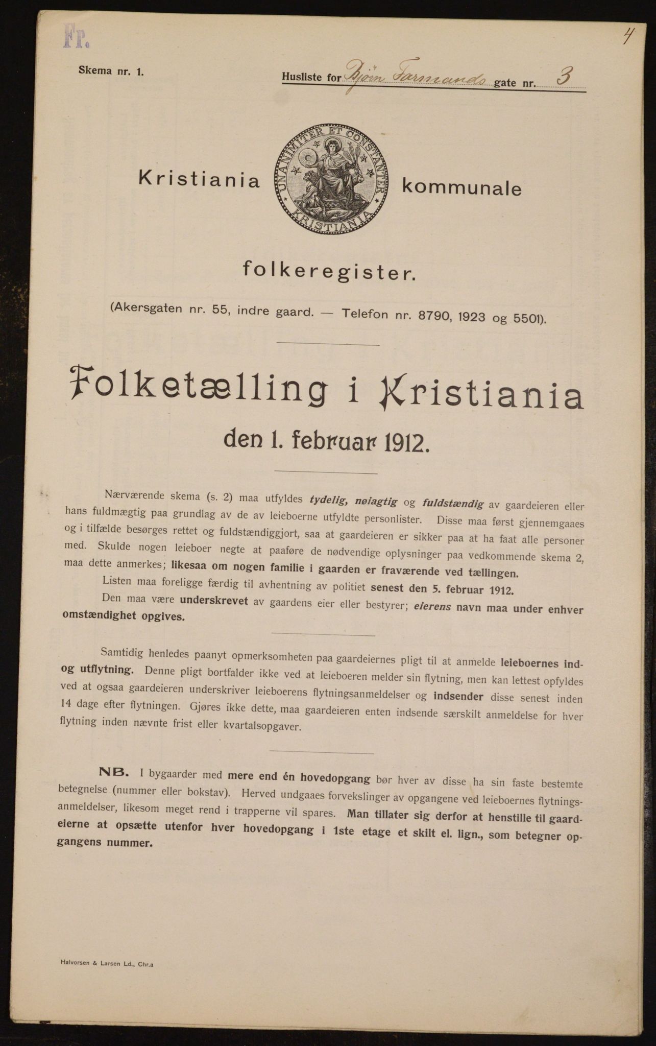 OBA, Municipal Census 1912 for Kristiania, 1912, p. 6454