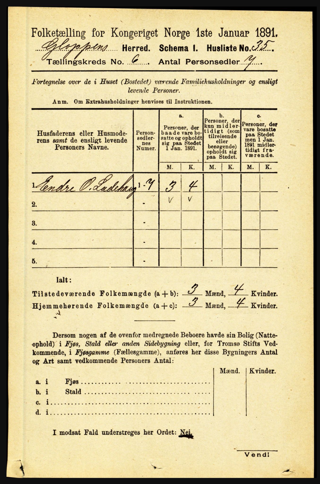 RA, 1891 census for 1445 Gloppen, 1891, p. 2246