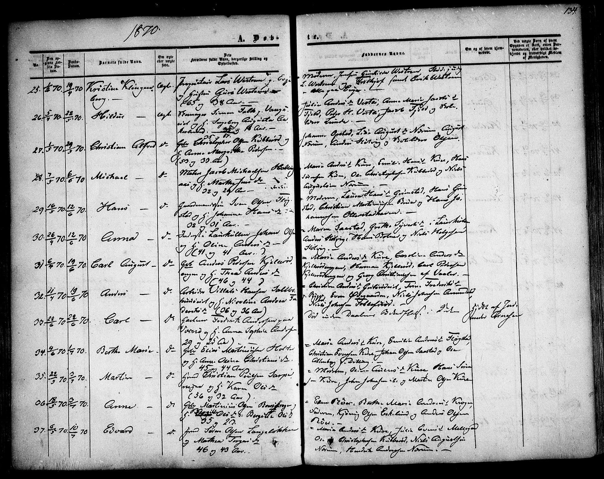 Rygge prestekontor Kirkebøker, AV/SAO-A-10084b/F/Fa/L0005: Parish register (official) no. 5, 1852-1871, p. 134