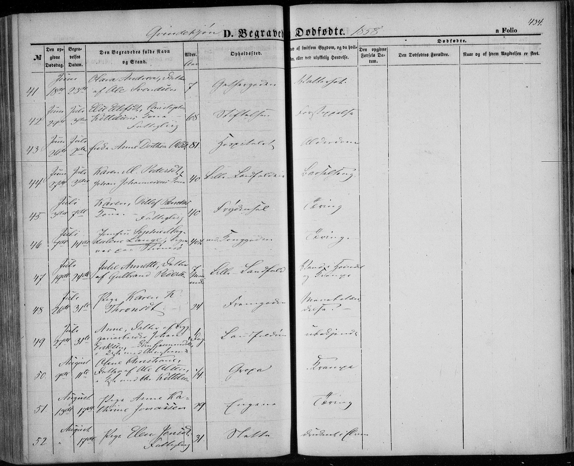 Bragernes kirkebøker, AV/SAKO-A-6/F/Fb/L0002: Parish register (official) no. II 2, 1848-1859, p. 434