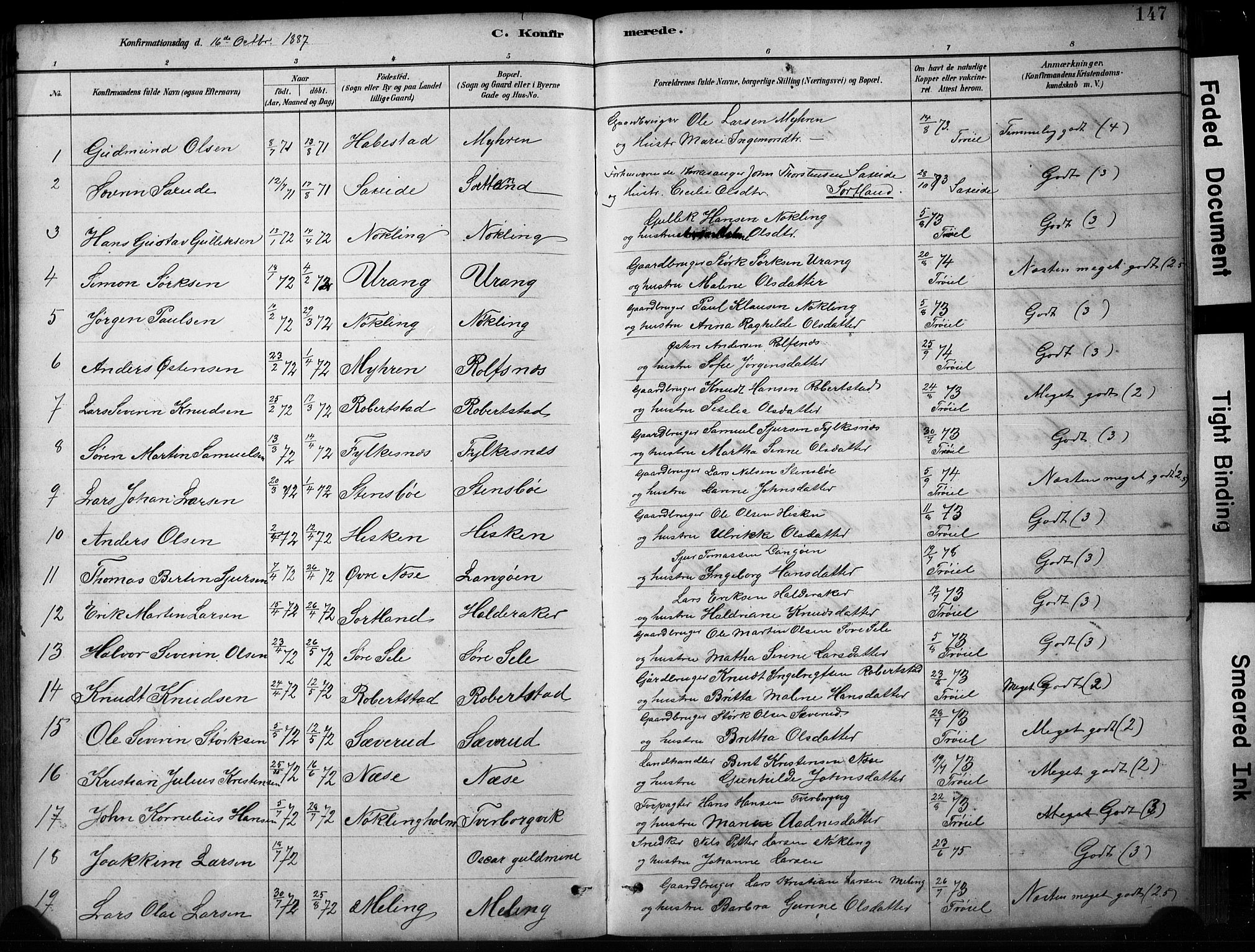 Finnås sokneprestembete, SAB/A-99925/H/Ha/Hab/Habb/L0003: Parish register (copy) no. B 3, 1882-1897, p. 147