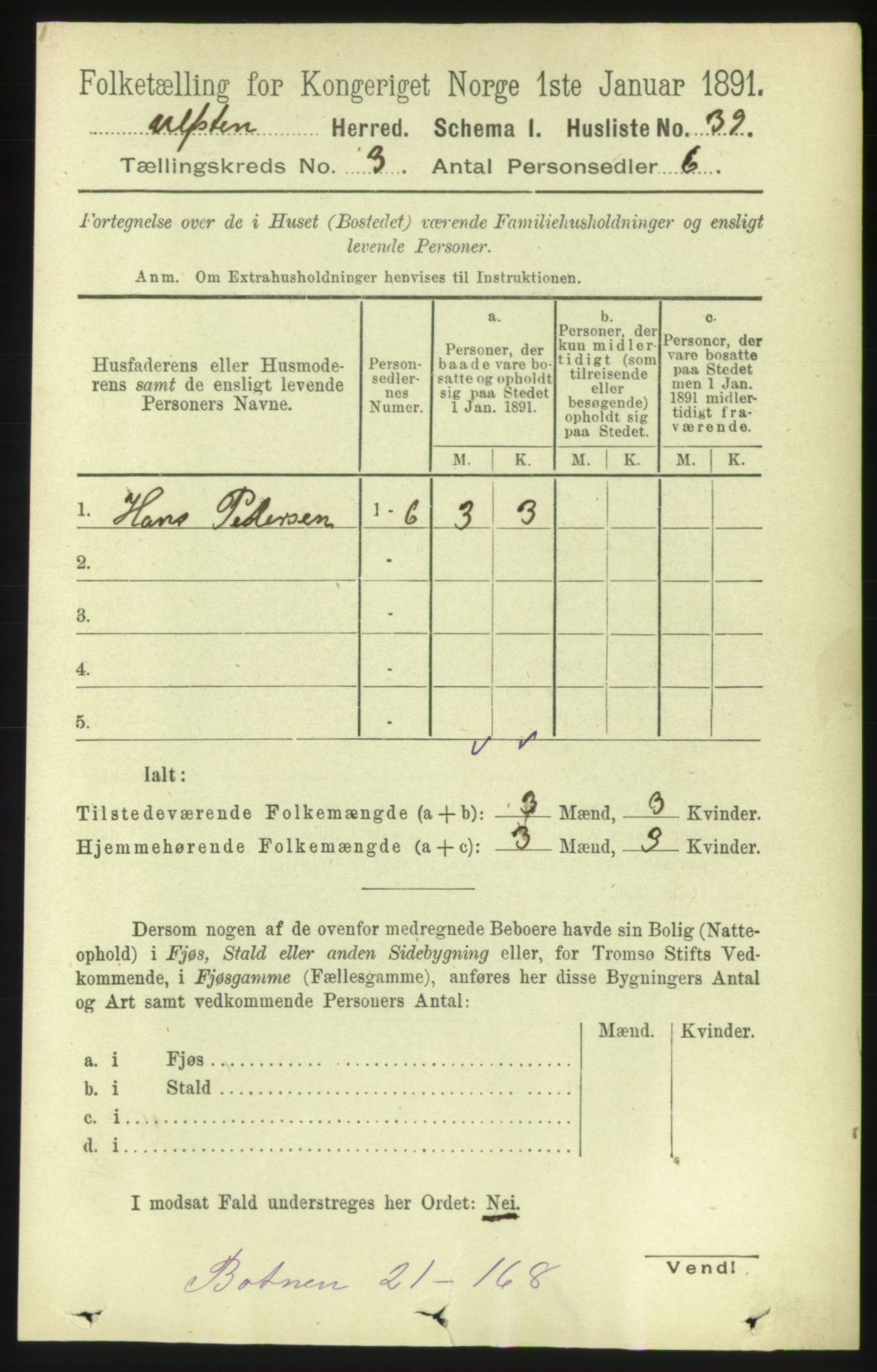 RA, 1891 census for 1516 Ulstein, 1891, p. 767