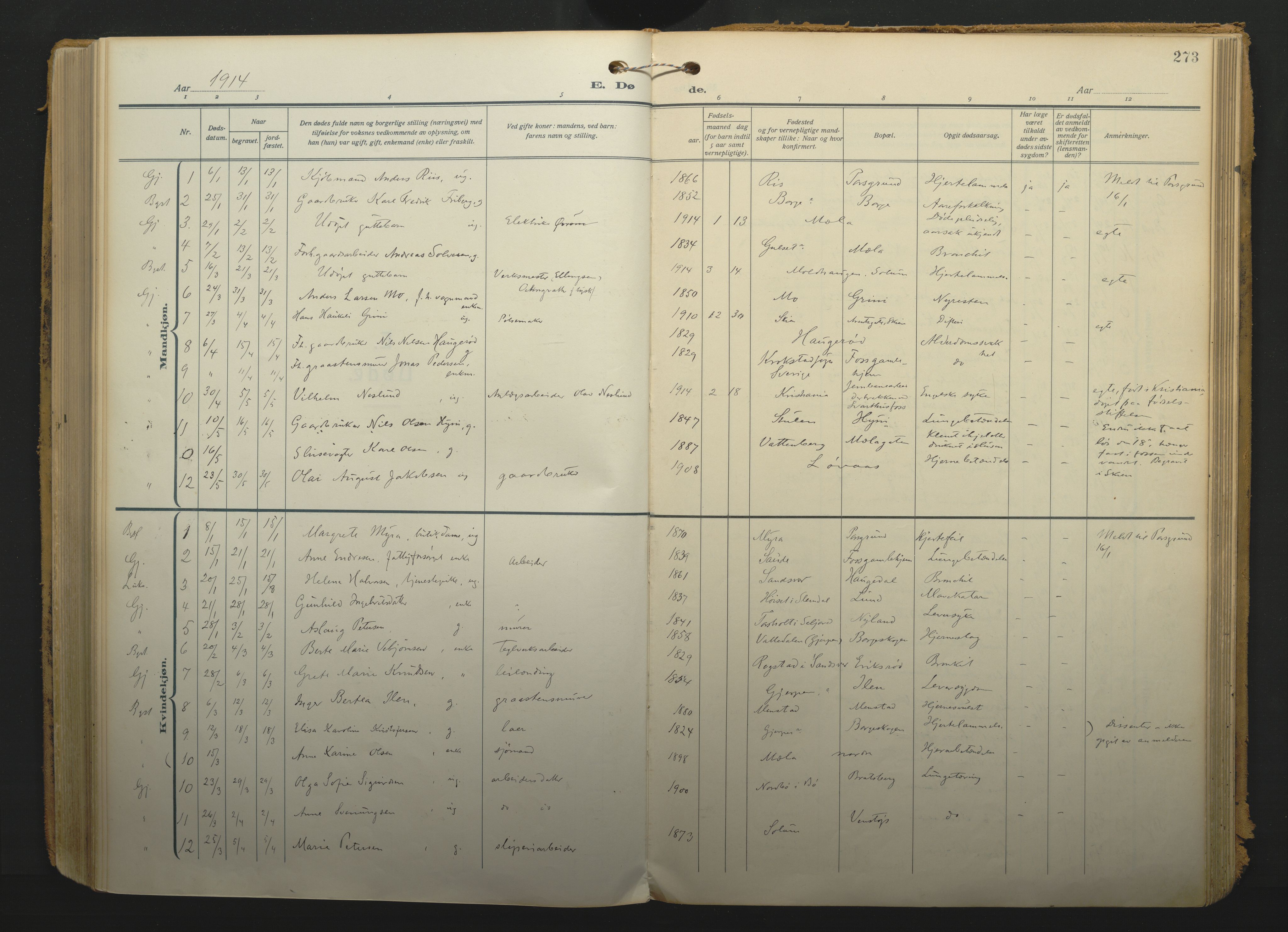 Gjerpen kirkebøker, SAKO/A-265/F/Fa/L0013: Parish register (official) no. I 13, 1914-1924, p. 273