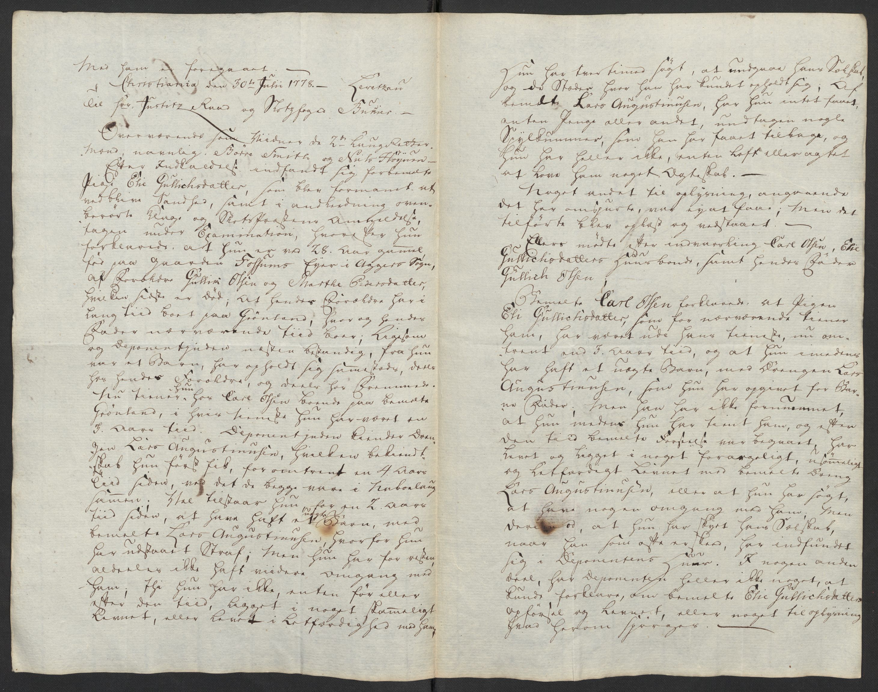Kristiania stiftamt, SAO/A-10386/G/Gm/L0012: Domsakter og forhør, 1777-1783, p. 54