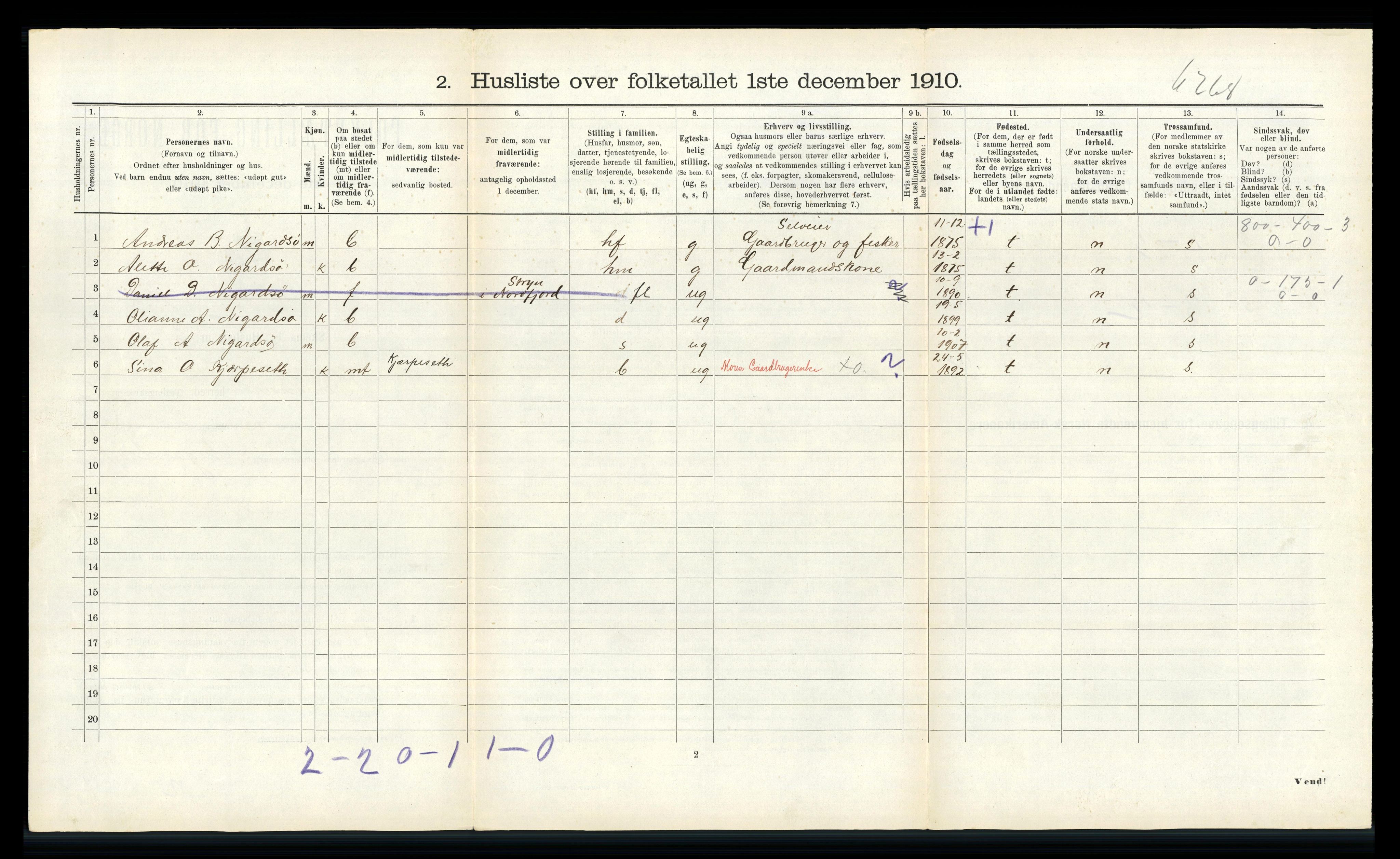 RA, 1910 census for Bremanger, 1910, p. 200