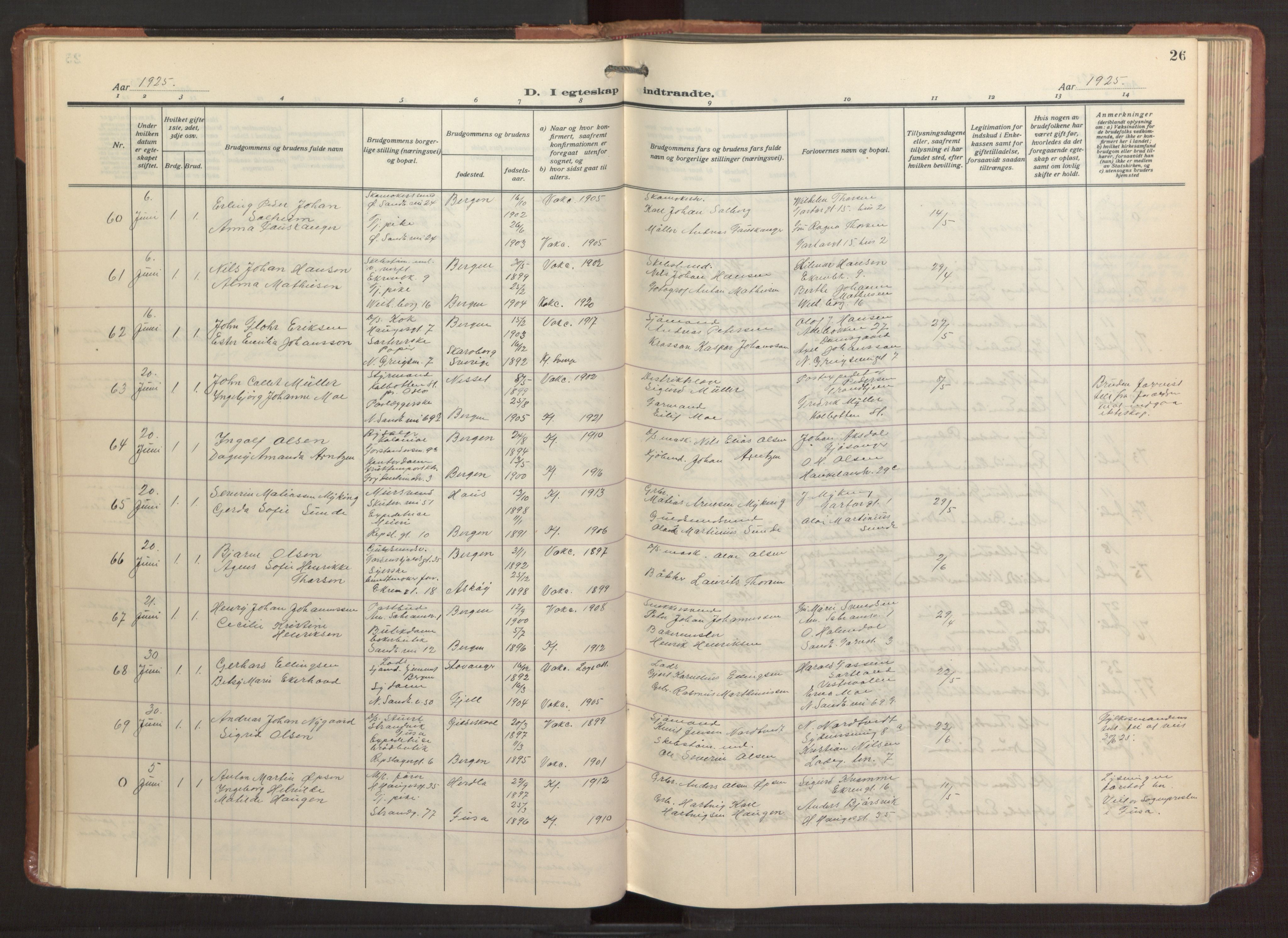 Sandviken Sokneprestembete, SAB/A-77601/H/Ha/L0016: Parish register (official) no. D 3, 1923-1940, p. 26