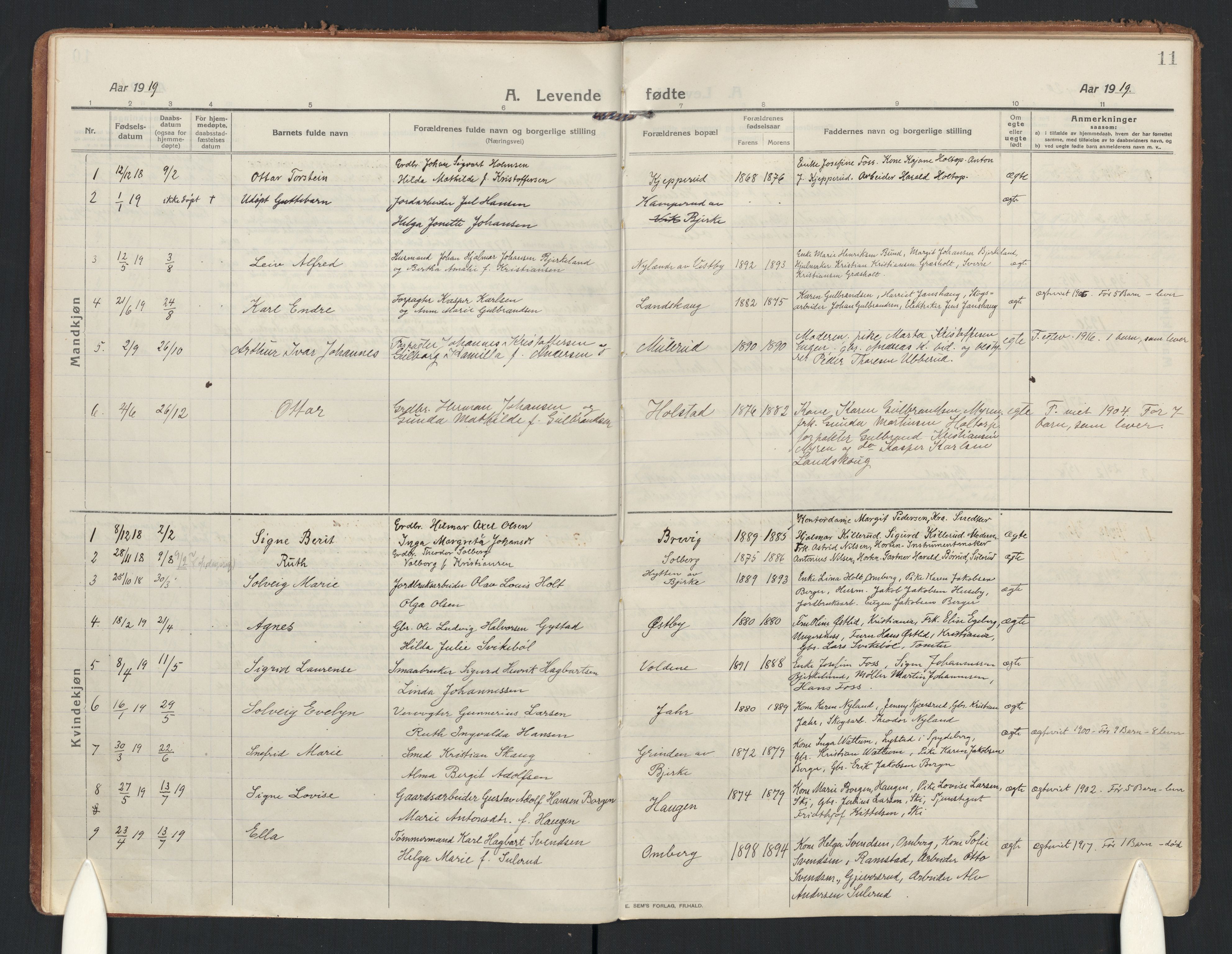 Enebakk prestekontor Kirkebøker, AV/SAO-A-10171c/F/Fb/L0003: Parish register (official) no. II 3, 1912-1946, p. 11