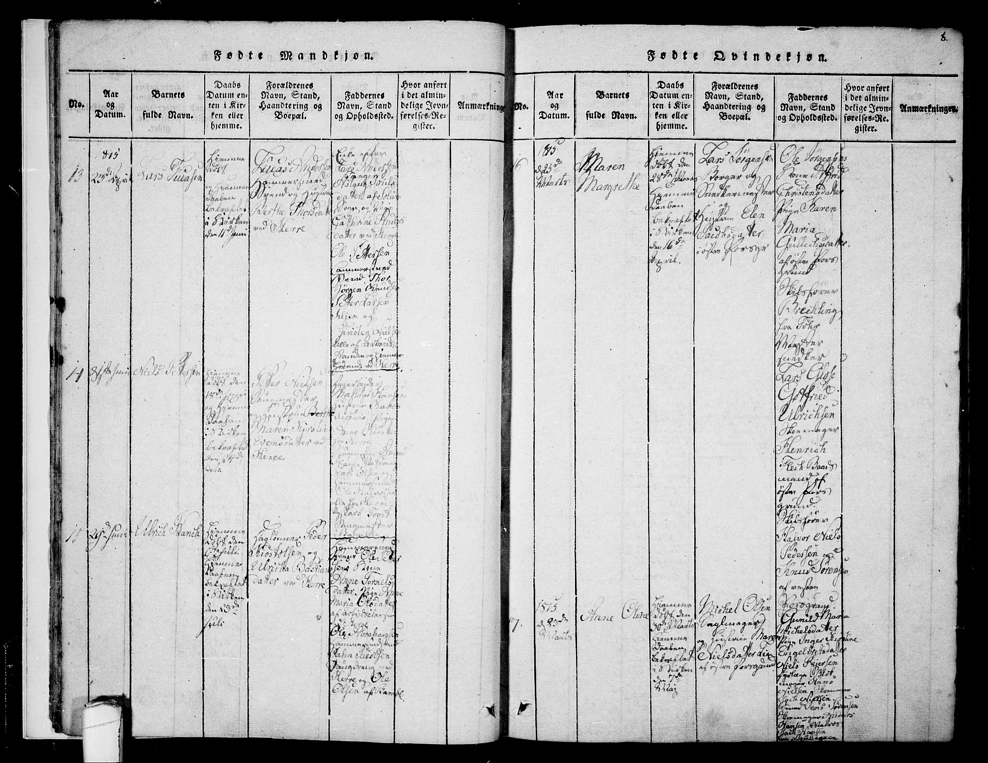 Porsgrunn kirkebøker , AV/SAKO-A-104/F/Fa/L0004: Parish register (official) no. 4, 1814-1828, p. 8