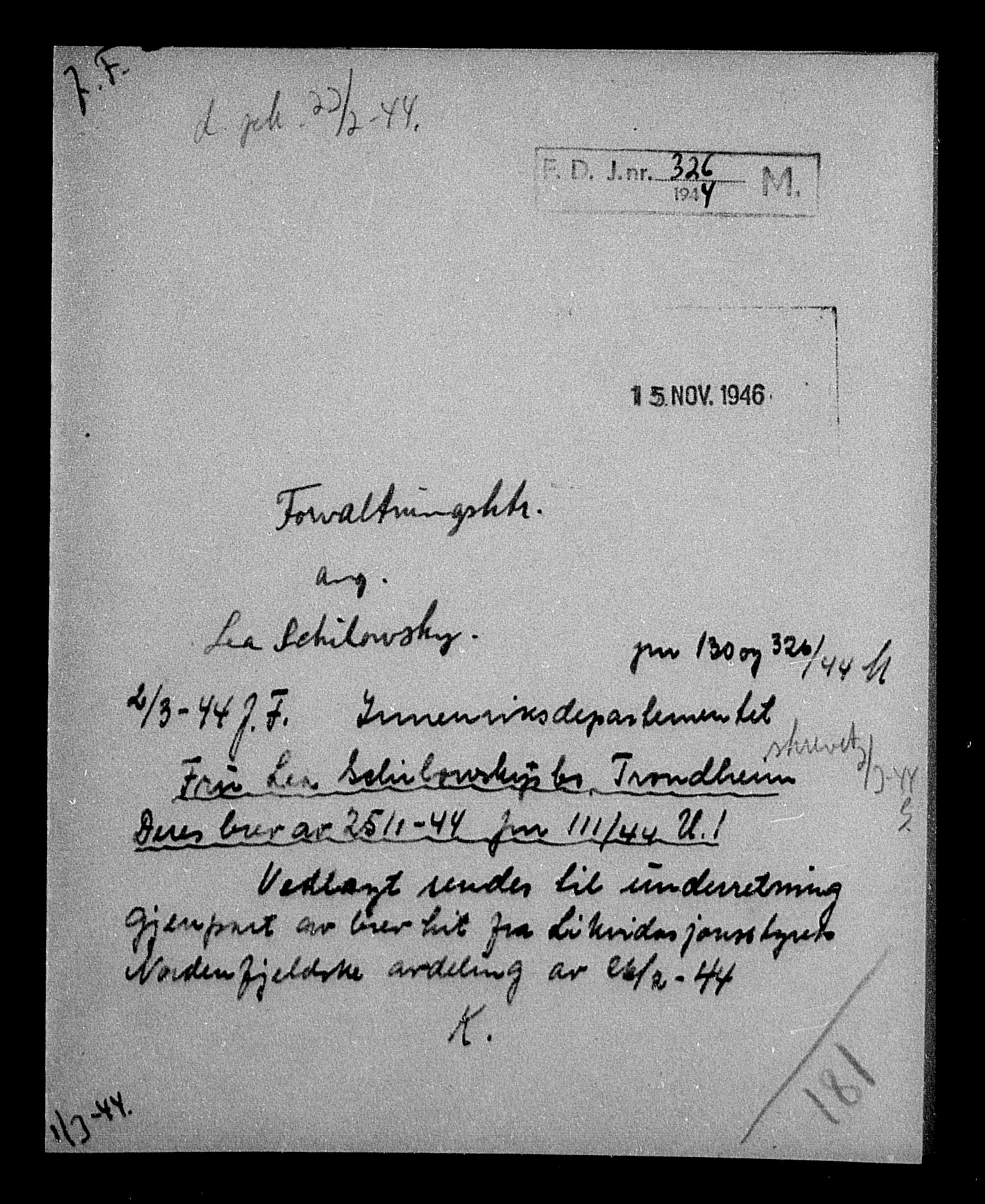 Justisdepartementet, Tilbakeføringskontoret for inndratte formuer, AV/RA-S-1564/H/Hc/Hca/L0908: --, 1945-1947, p. 231