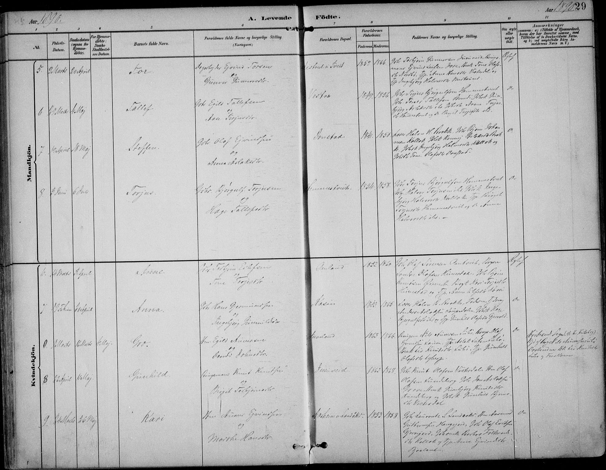 Kviteseid kirkebøker, AV/SAKO-A-276/F/Fb/L0002: Parish register (official) no. II 2, 1882-1916, p. 29