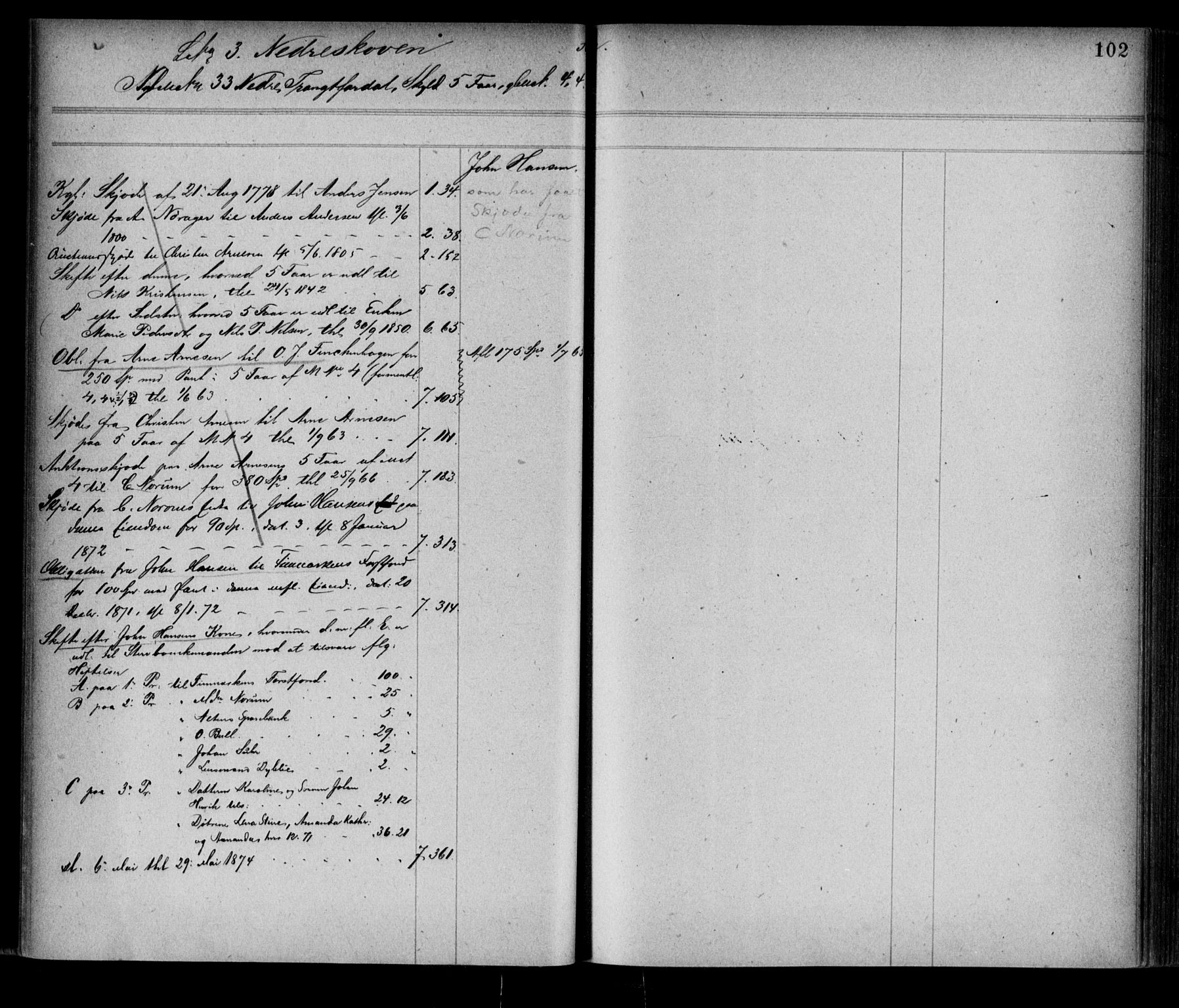 Alta fogderi/sorenskriveri, AV/SATØ-SATØ-5/1/K/Kb/Kba/L0008pantereg: Mortgage register no. 8, 1776, p. 102