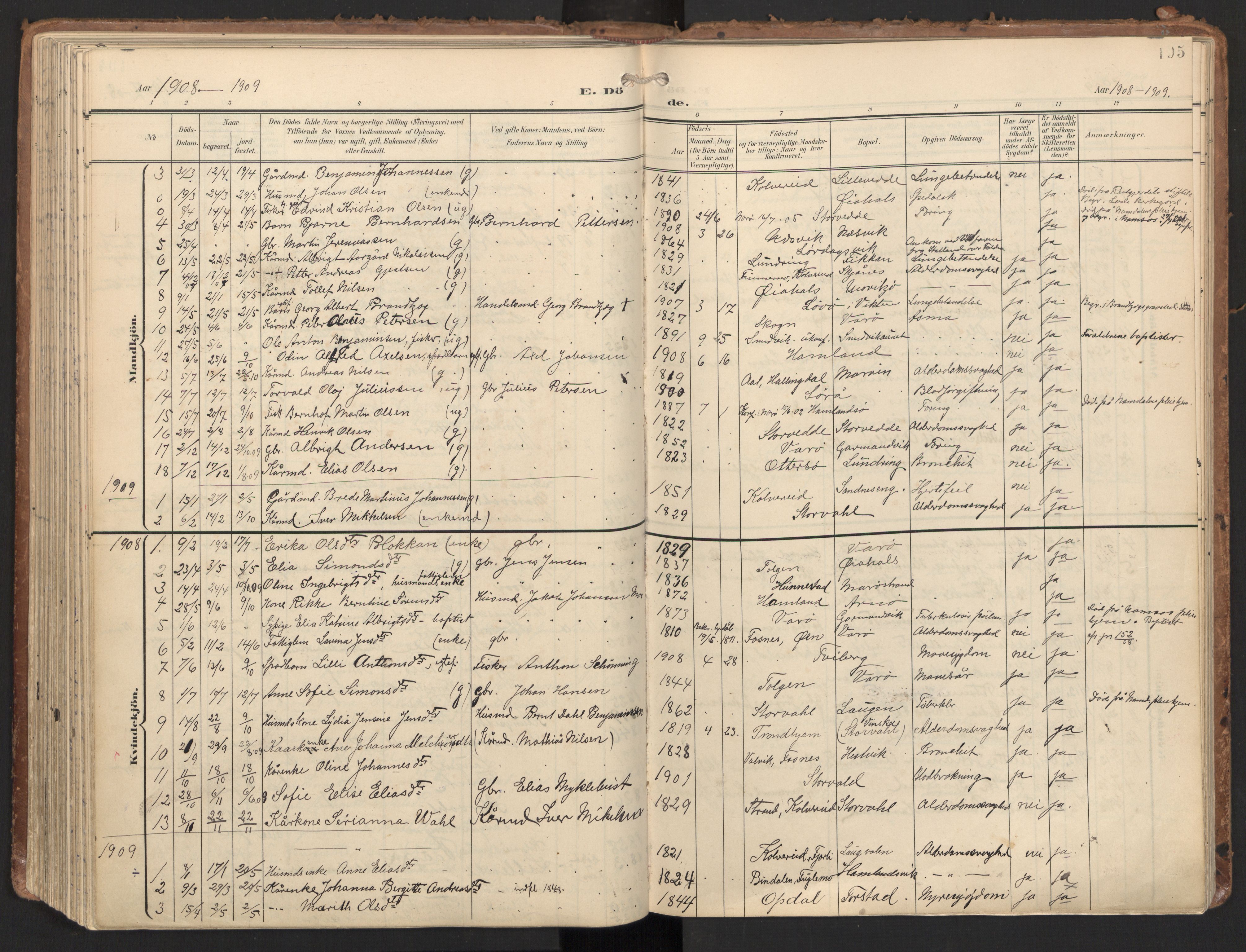 Ministerialprotokoller, klokkerbøker og fødselsregistre - Nord-Trøndelag, SAT/A-1458/784/L0677: Parish register (official) no. 784A12, 1900-1920, p. 195